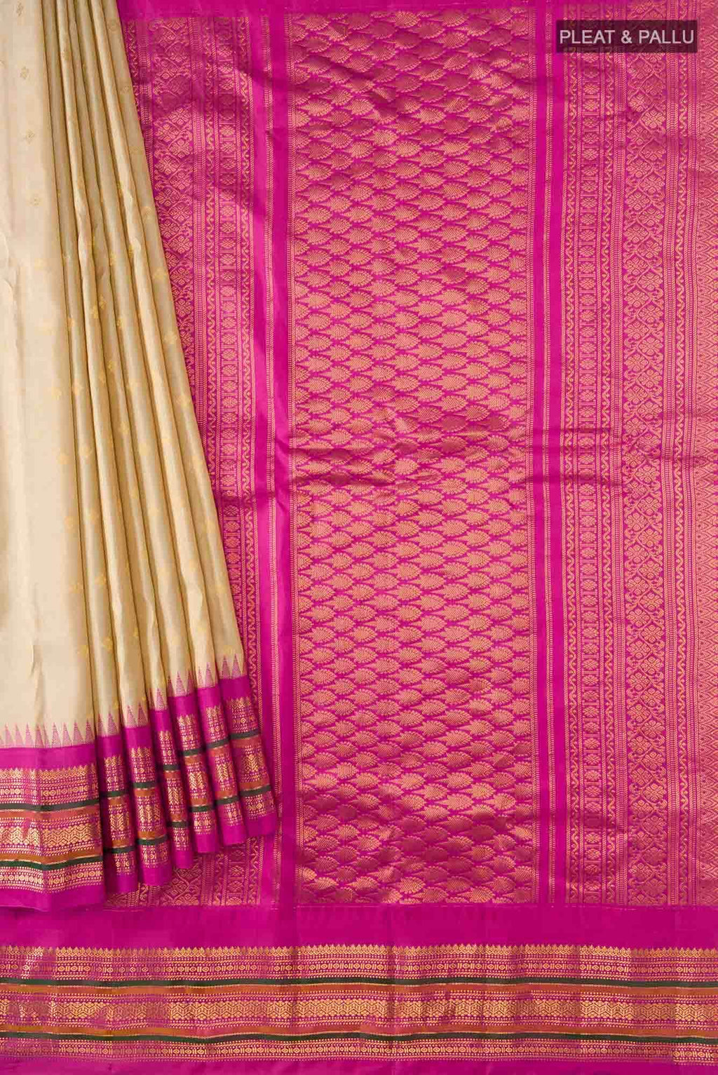 Beige Gadwal Silk Saree