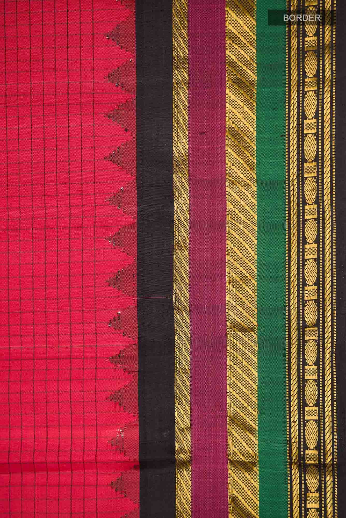 Red Gadwal Silk Saree