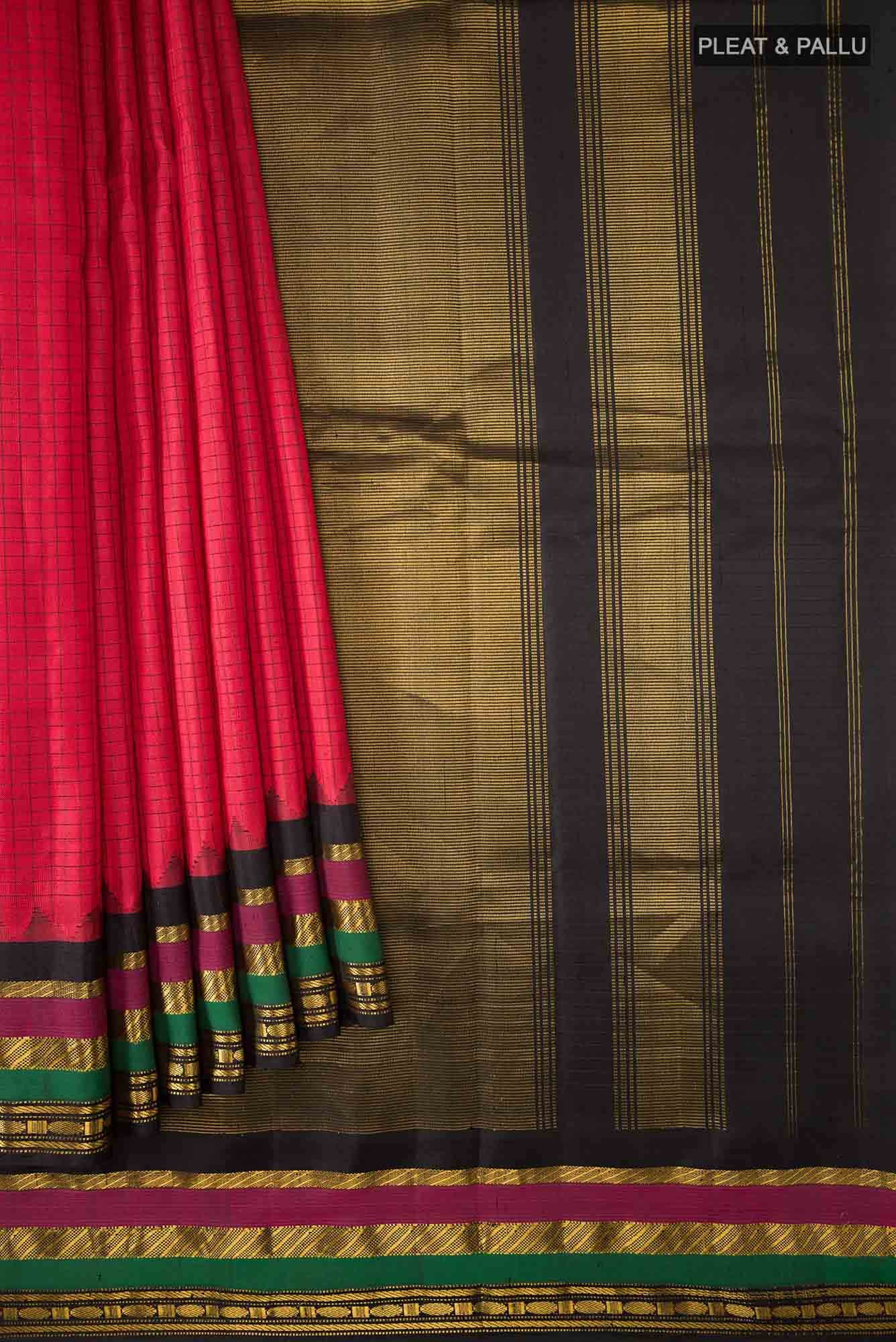 Red Gadwal Silk Saree