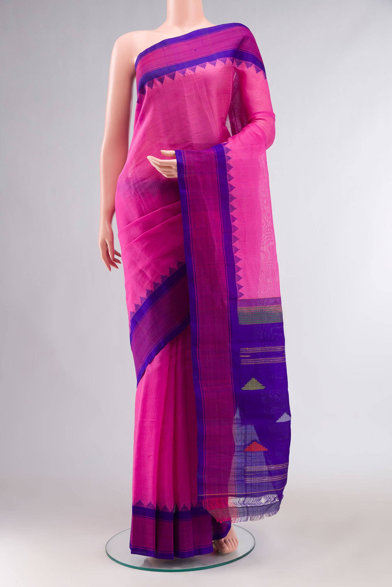 Pink Gadwal Silk Cotton Saree