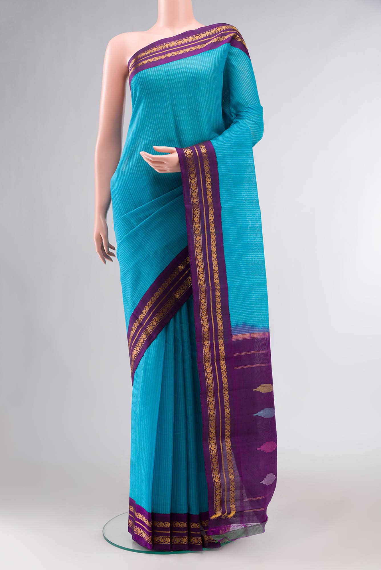 Blue Gadwal Silk Cotton Saree