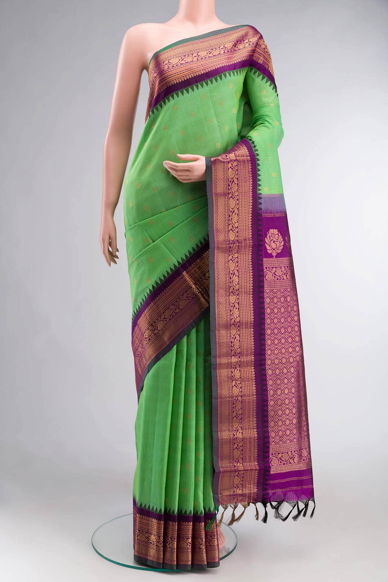 Green Gadwal Silk Cotton Saree