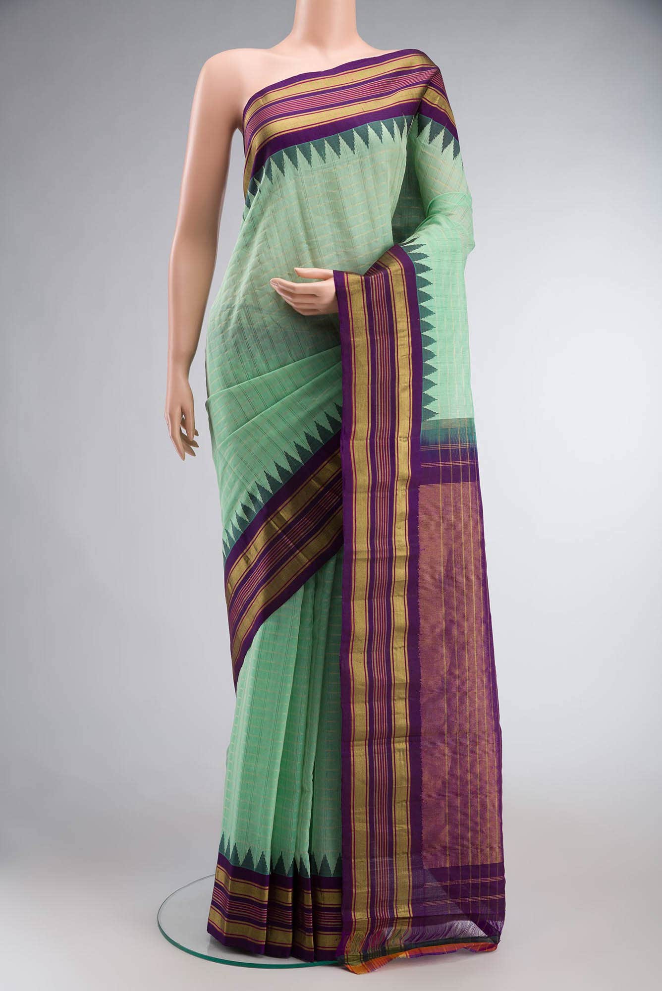 Green Gadwal Silk Cotton Saree