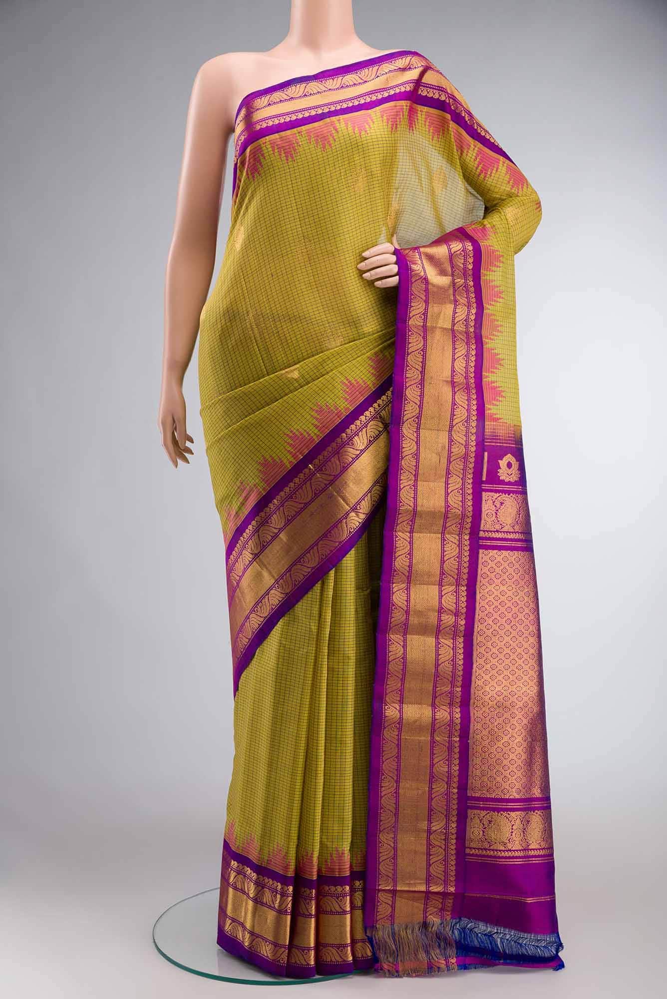 Green Gadwal Silk Cotton Saree
