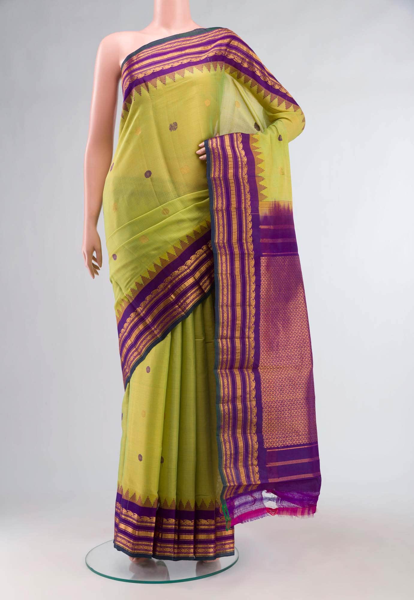Green Gadwal Silk Cotton Saree