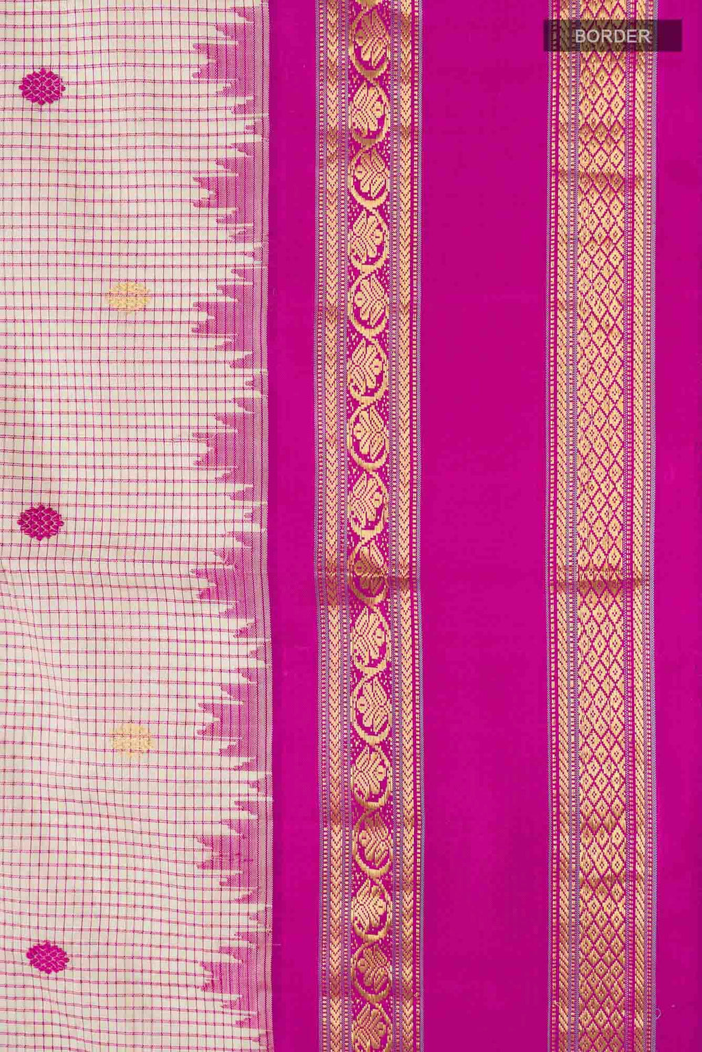 Beige Gadwal Silk Cotton Saree