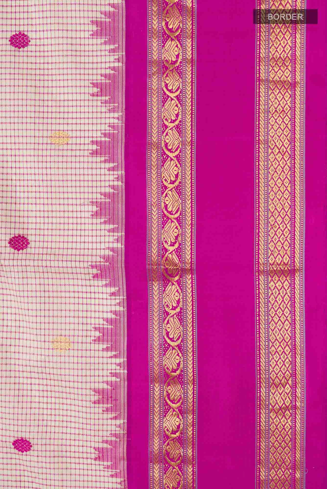 Beige Gadwal Silk Cotton Saree
