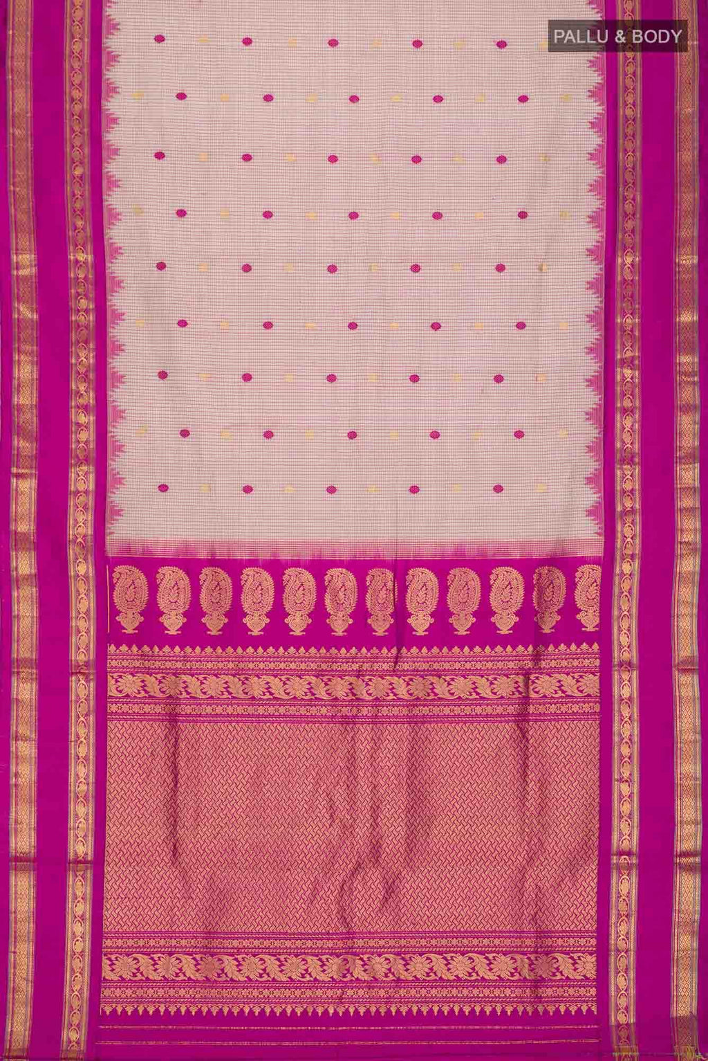 Beige Gadwal Silk Cotton Saree