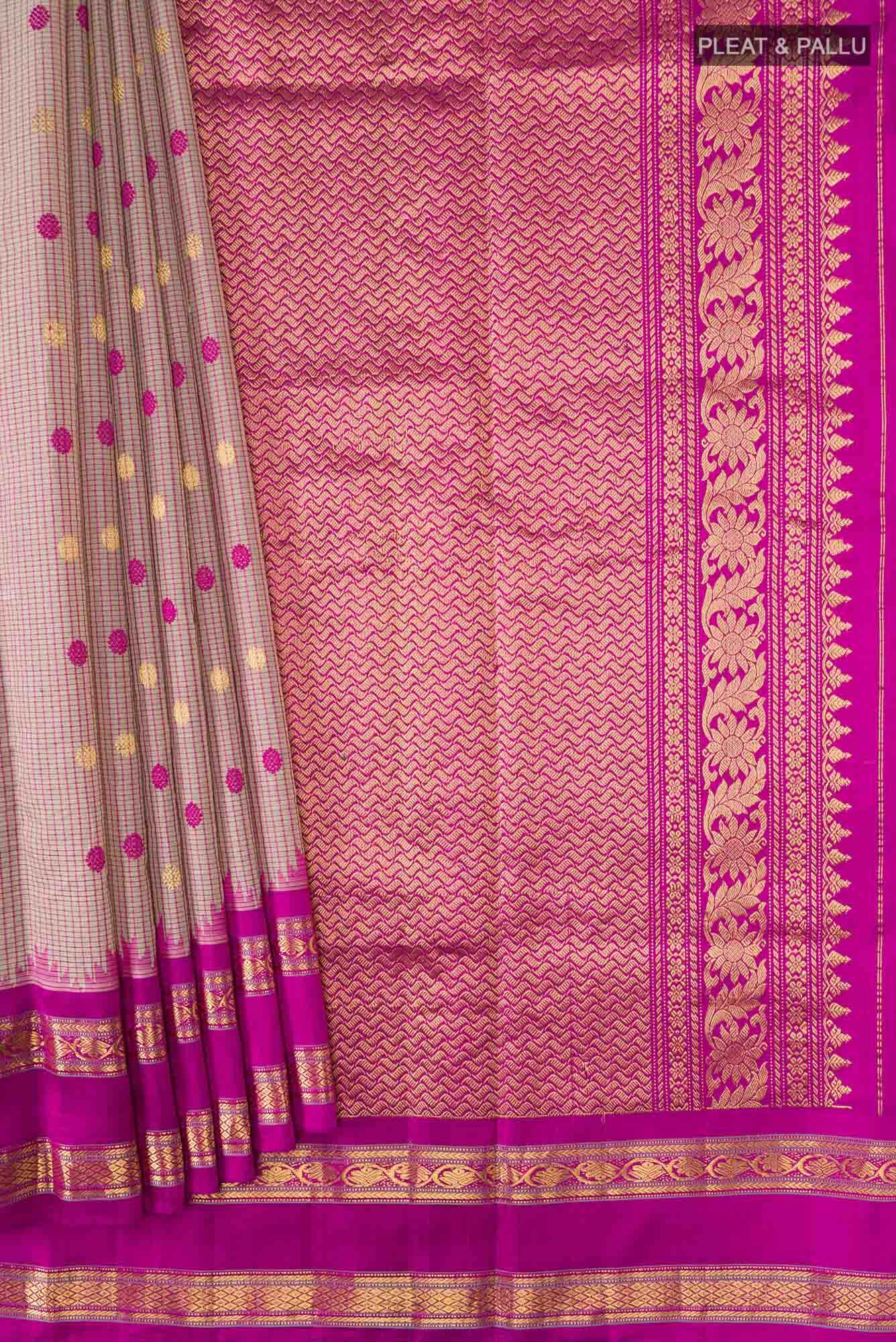 Beige Gadwal Silk Cotton Saree