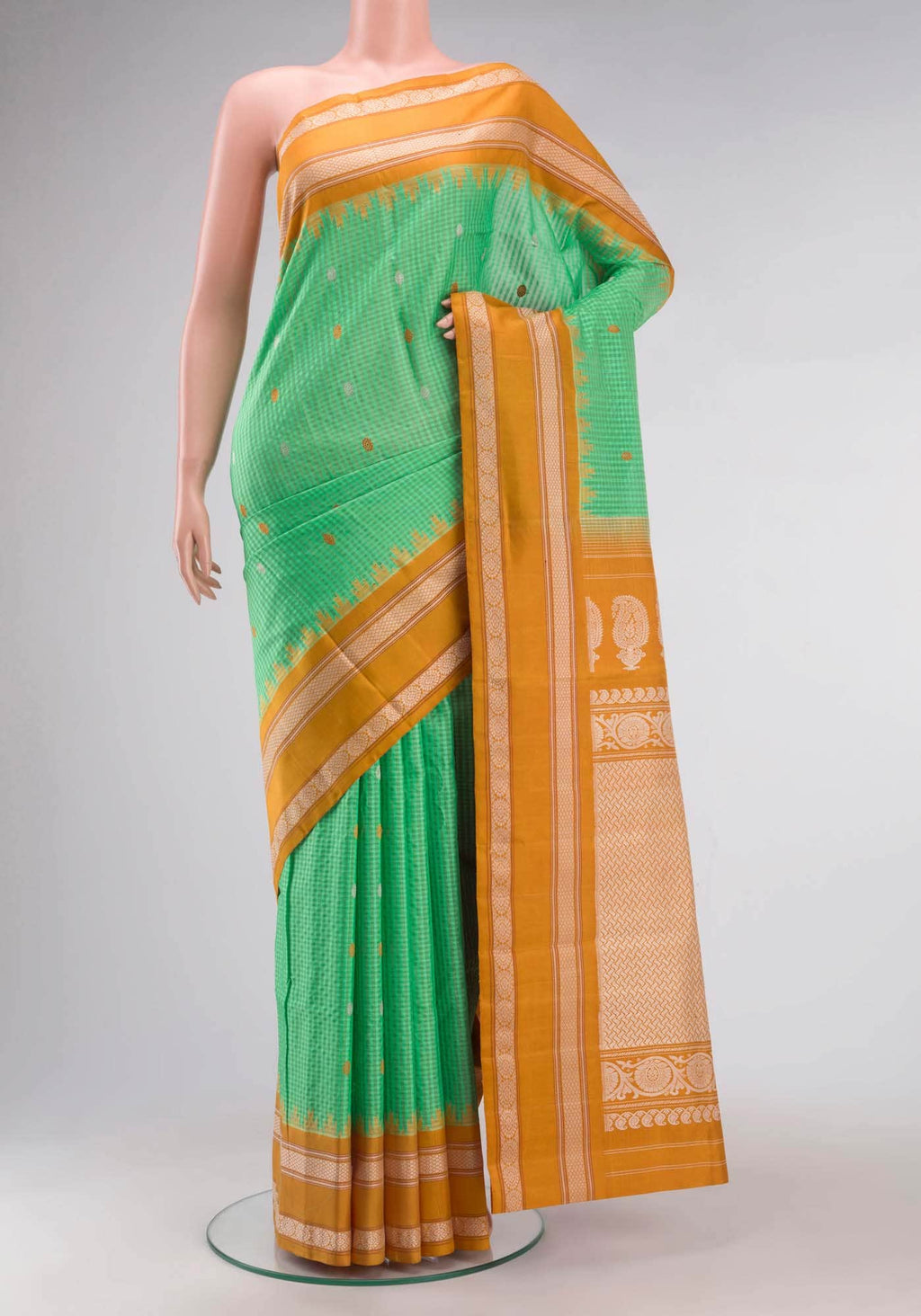 Green Gadwal Silk Cotton Saree