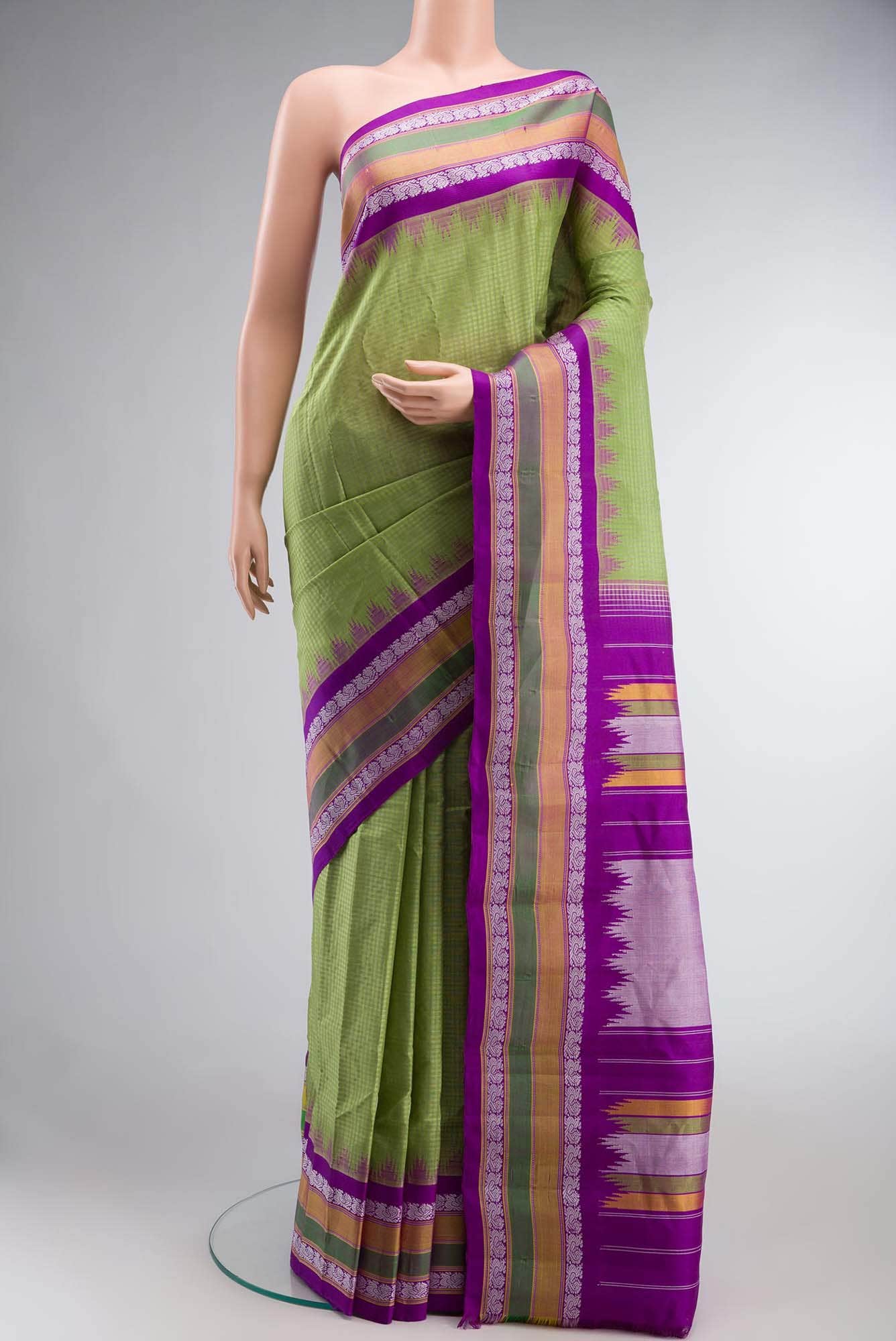 Green Gadwal Silk Cotton Saree