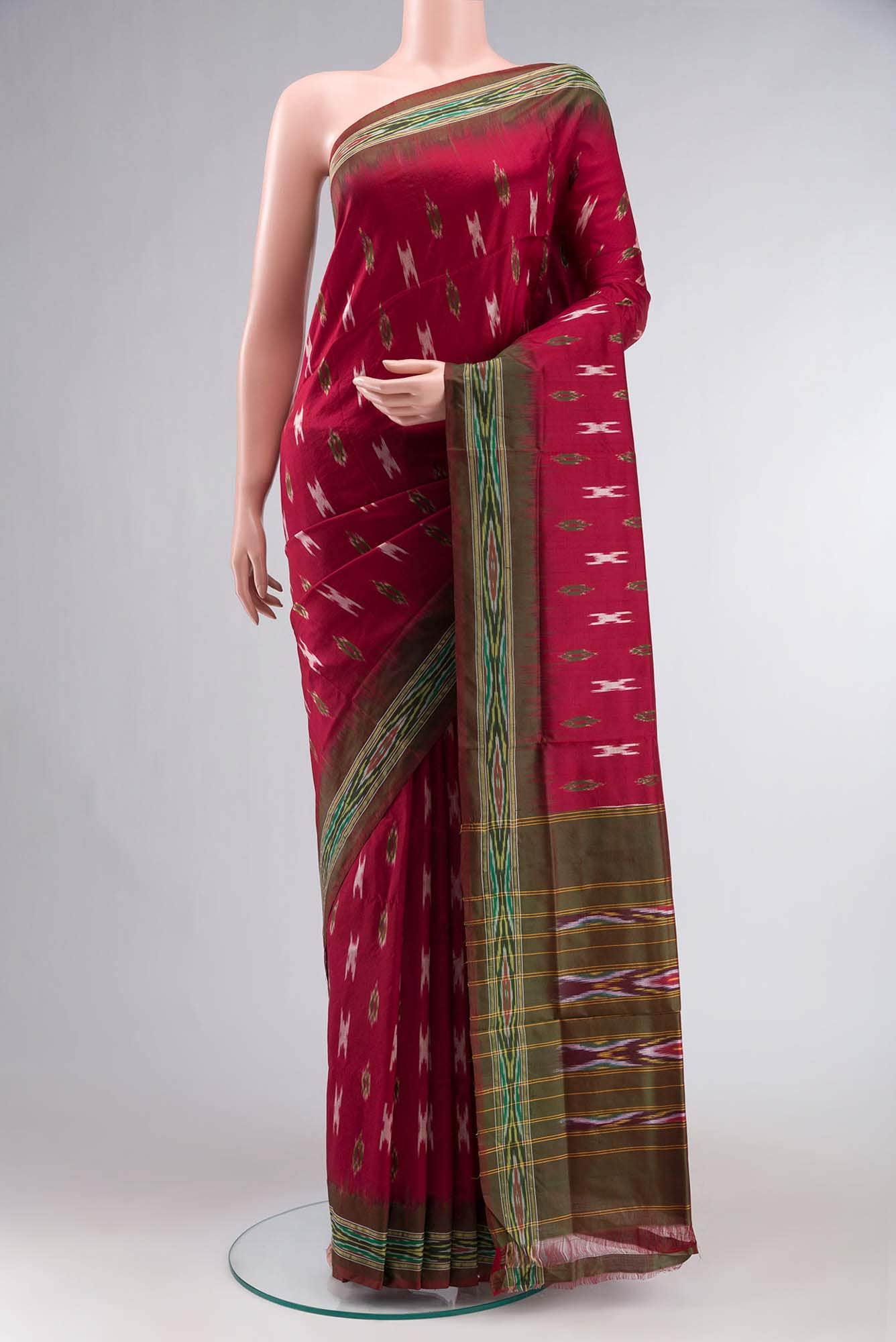 Maroon Pochampally Silk Saree