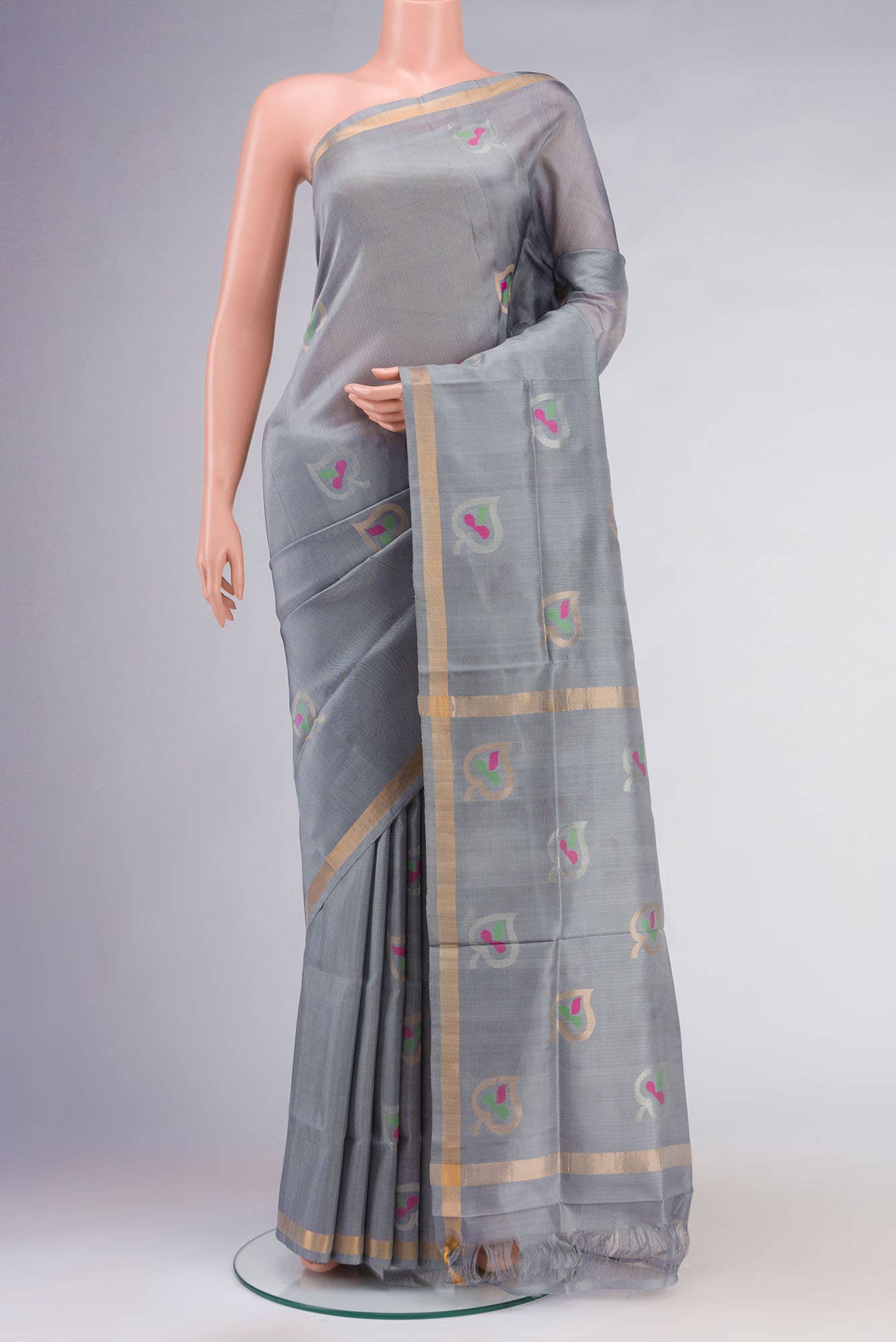 Grey Uppada Silk Saree