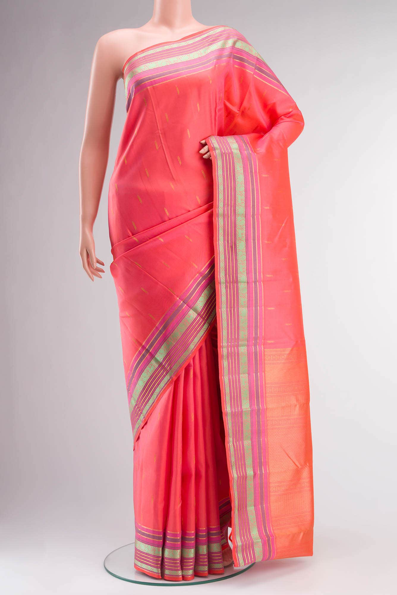 Orange Kanchipuram Silk Saree