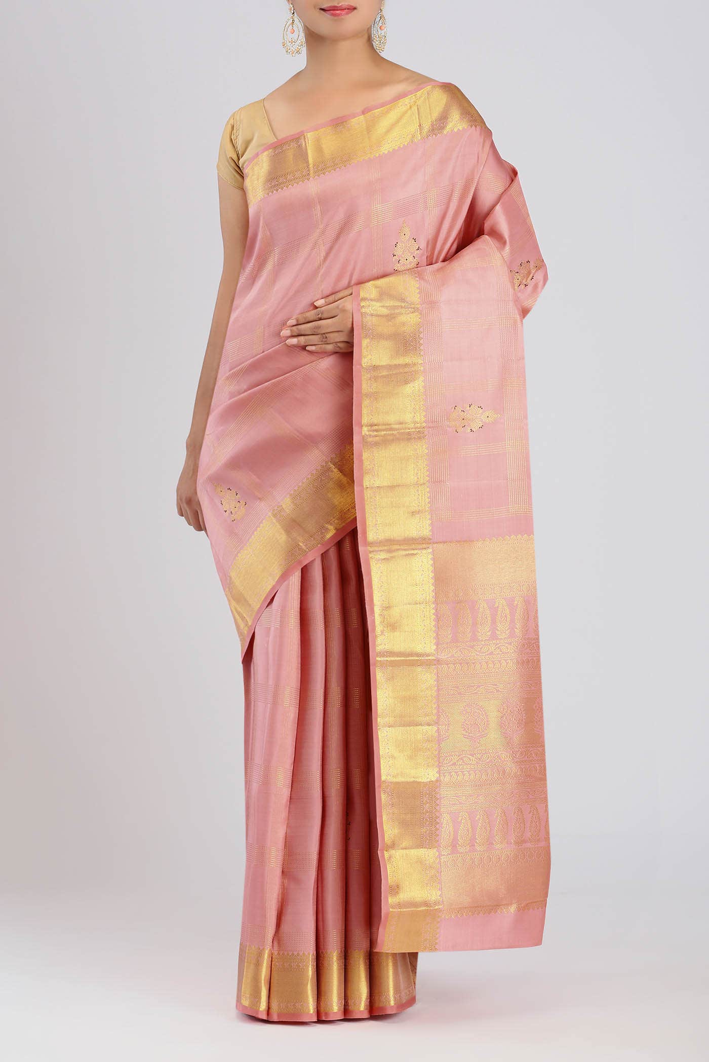 Peach Kanchipuram Silk Saree