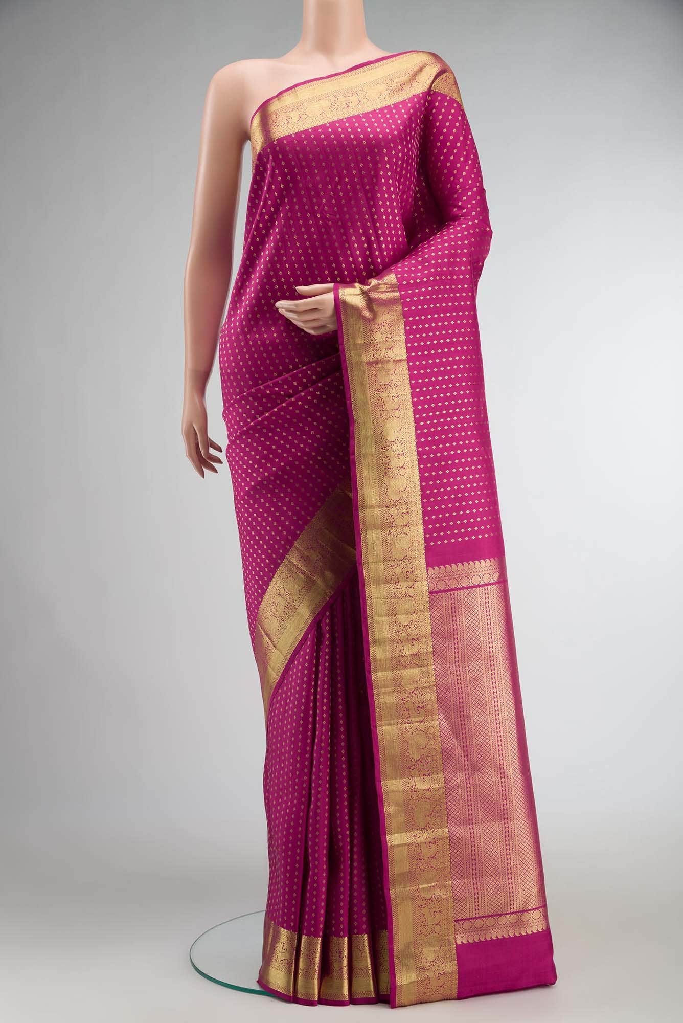 Dark Pink Kanchipuram Silk Saree