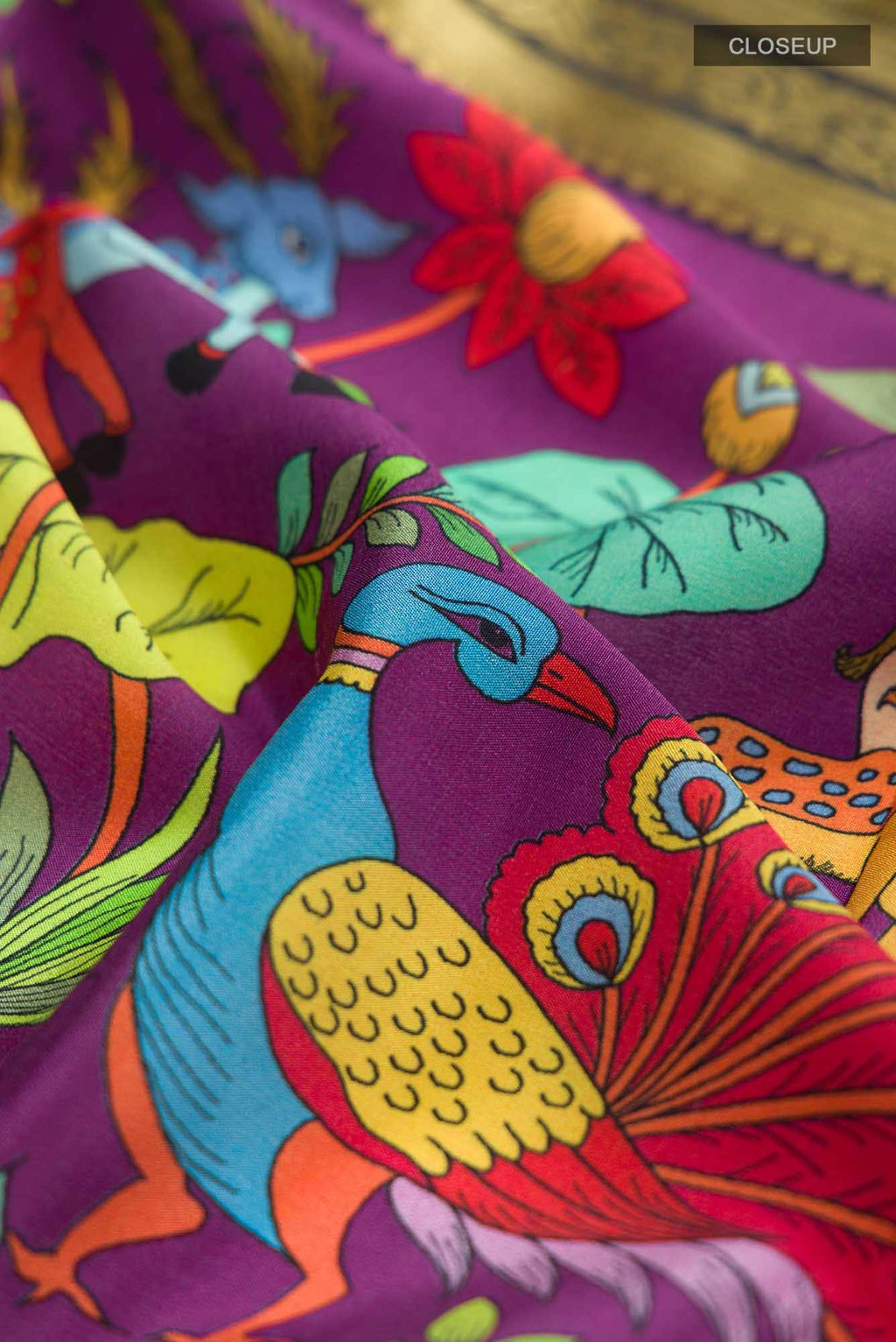 Purple Mysore Crepe Saree