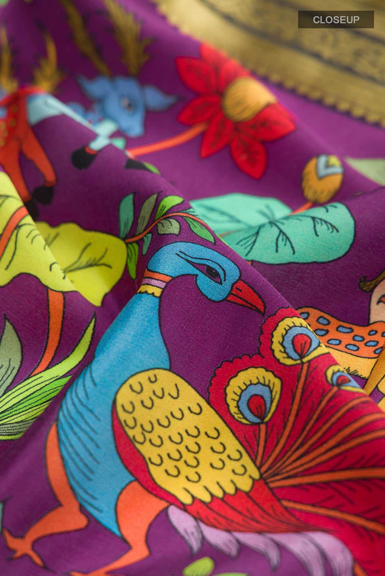 Purple Mysore Crepe Saree