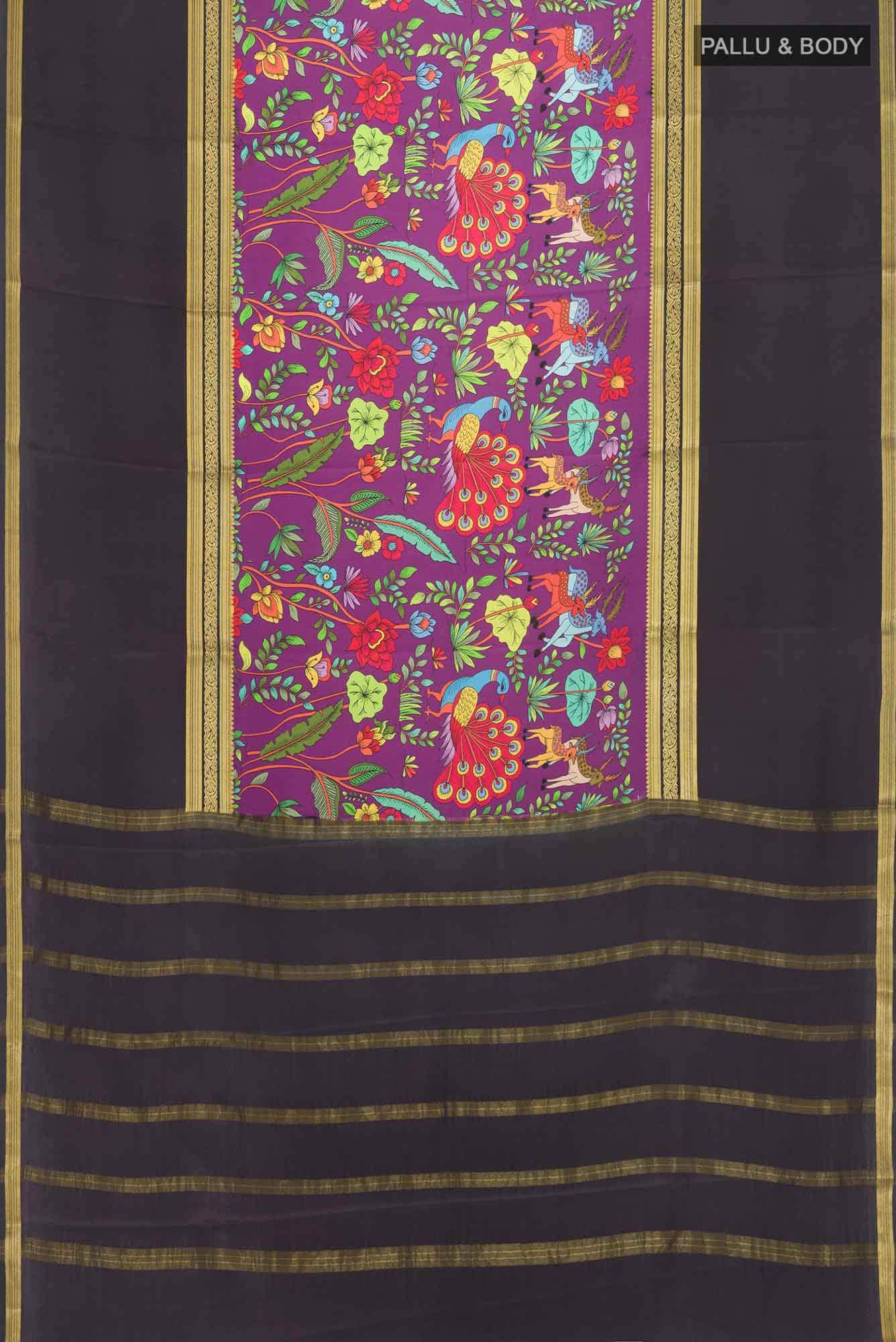 Purple Mysore Crepe Saree