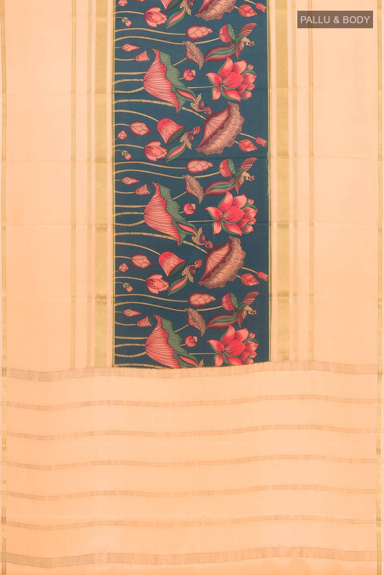 Blue Mysore Crepe Saree