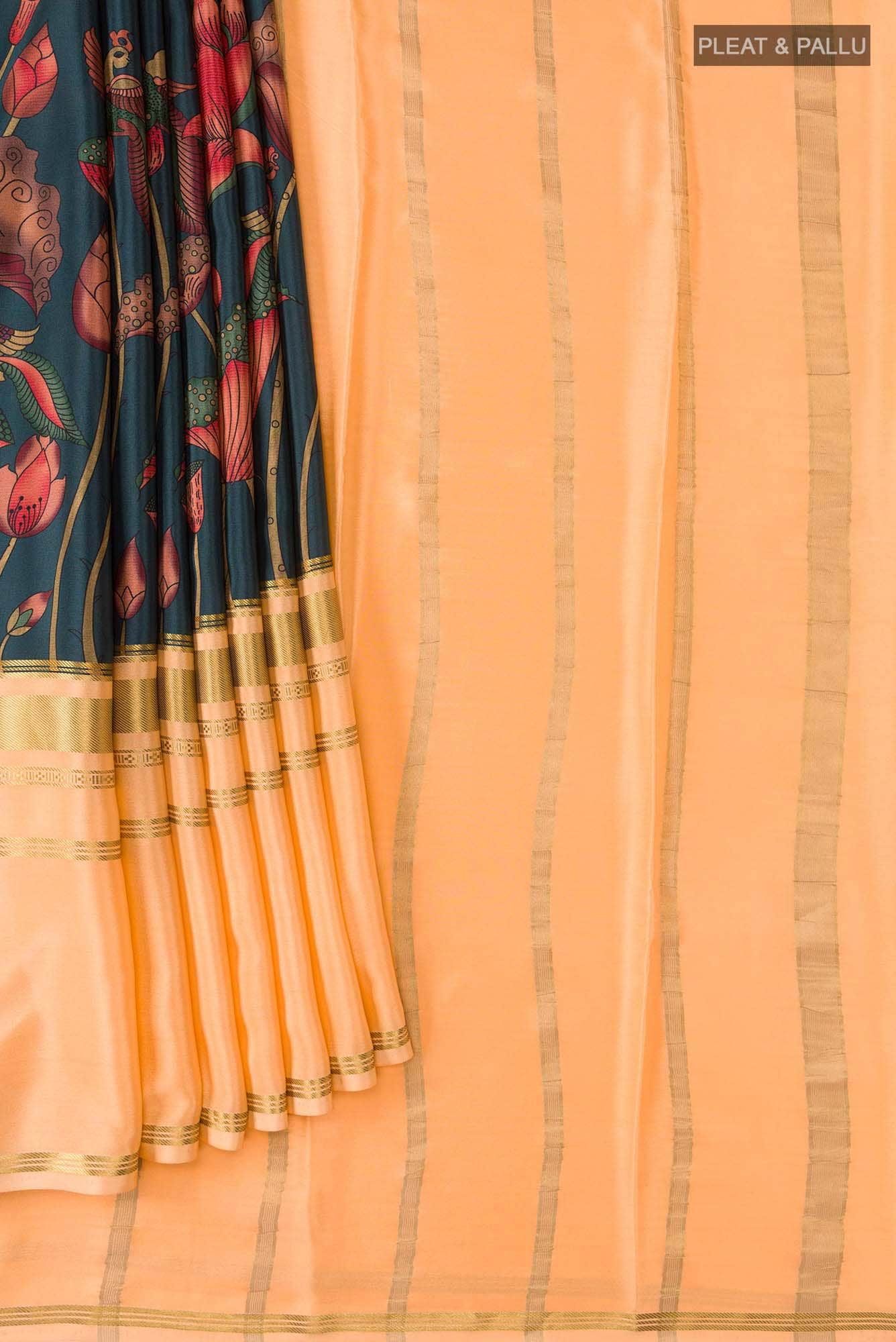 Blue Mysore Crepe Saree