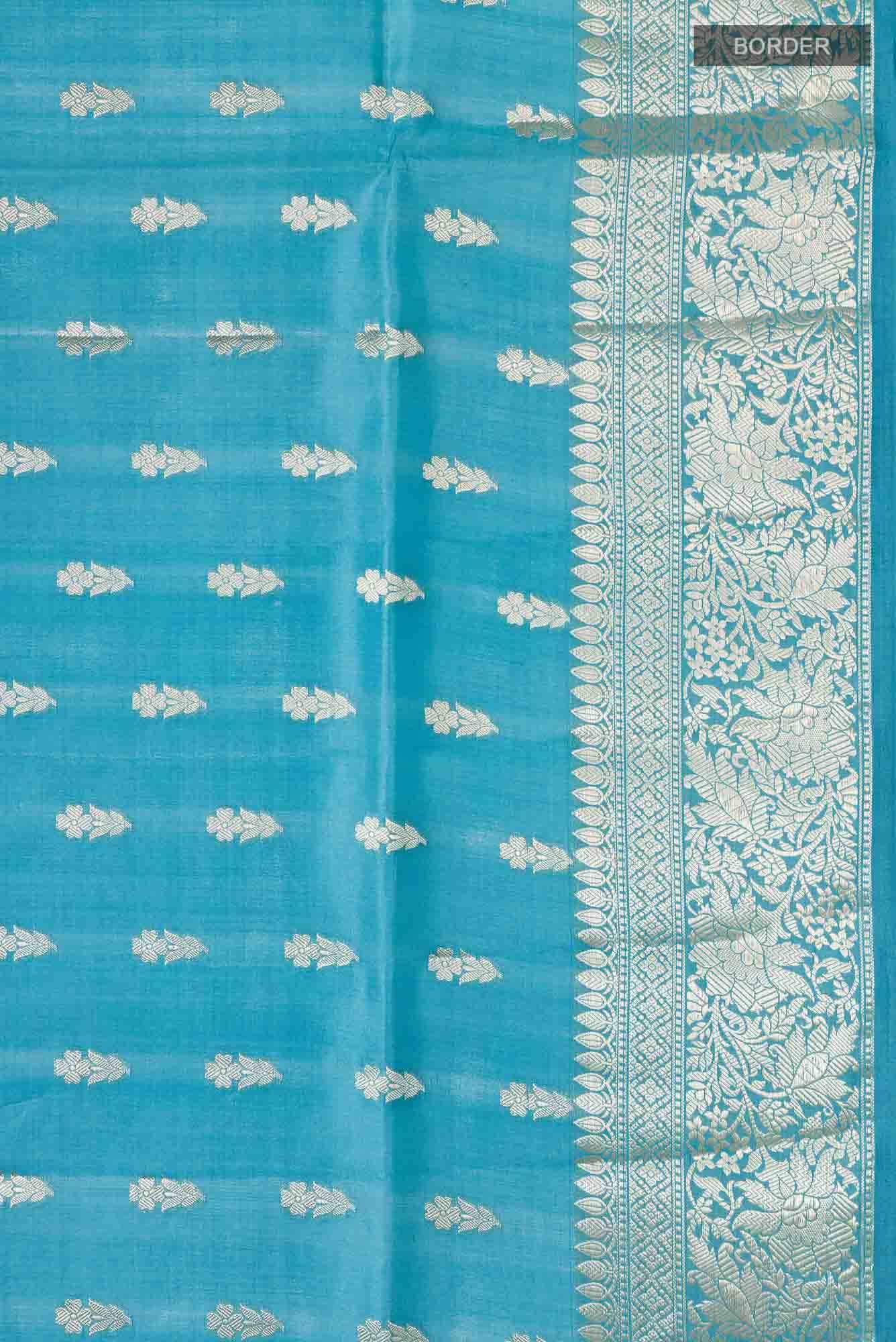 Blue Banarasi Raw Silk Saree