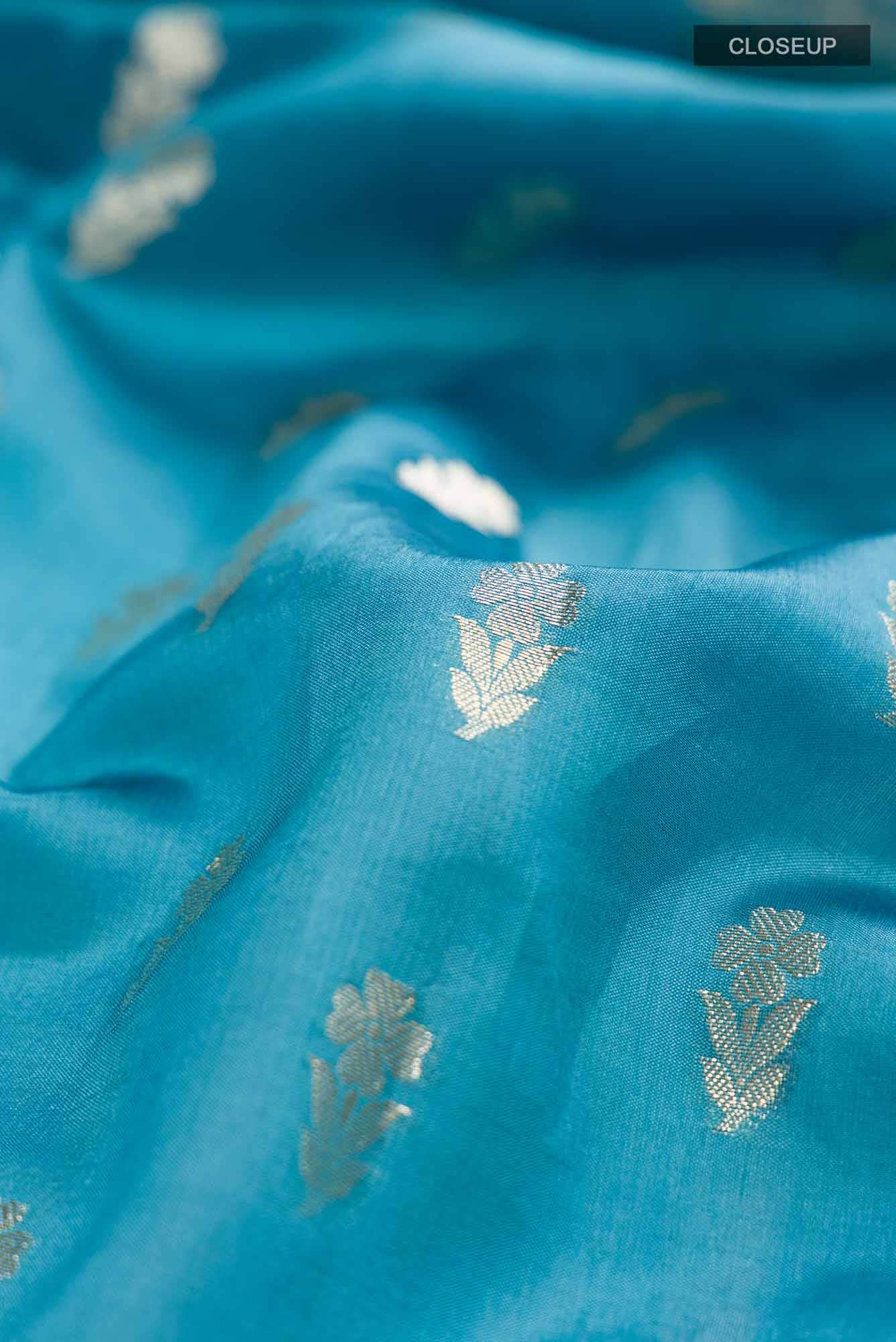 Blue Banarasi Raw Silk Saree