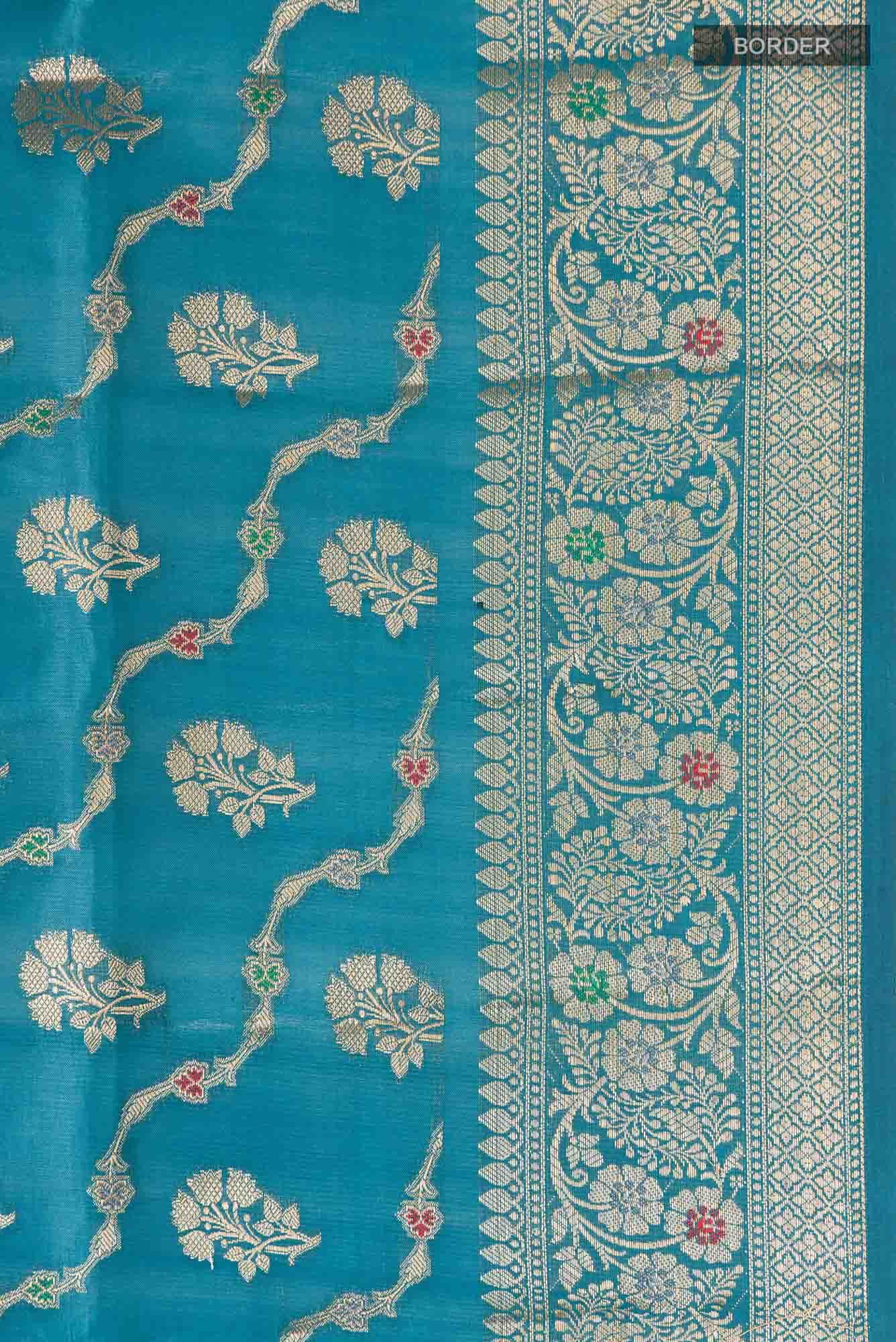 Blue Banarasi Raw Silk Saree
