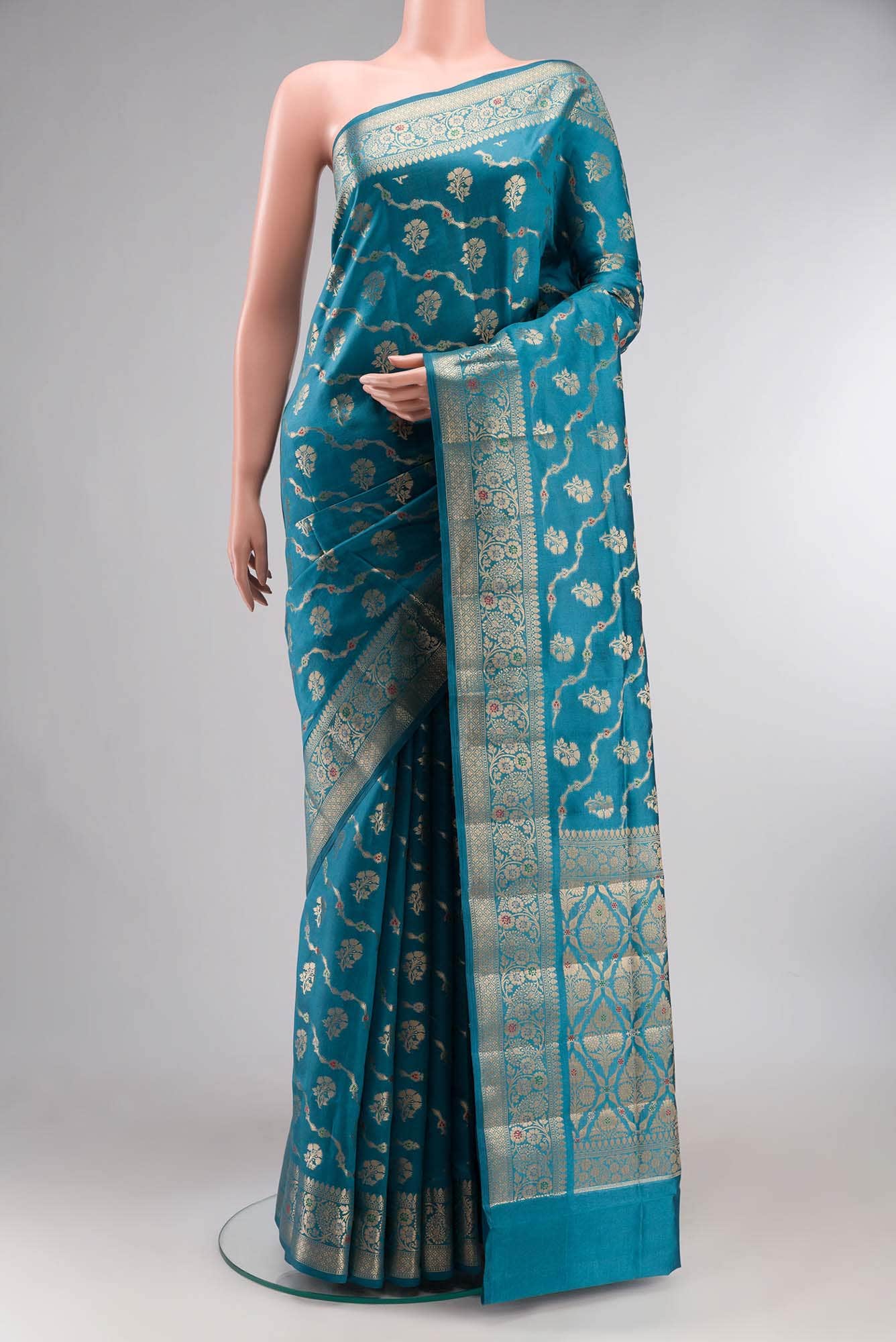 Blue Banarasi Raw Silk Saree