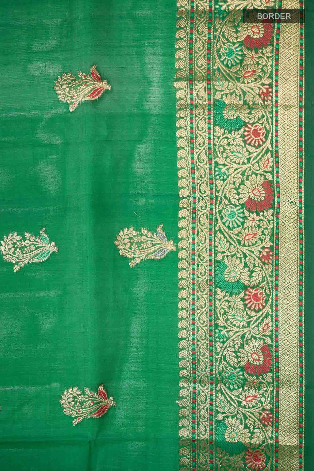 Green Banarasi Raw Silk Saree