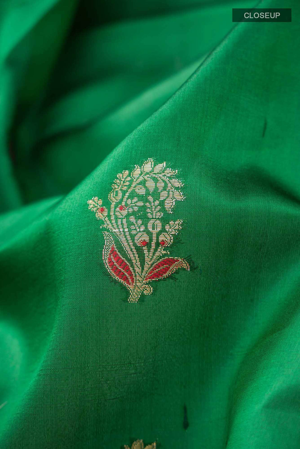 Green Banarasi Raw Silk Saree