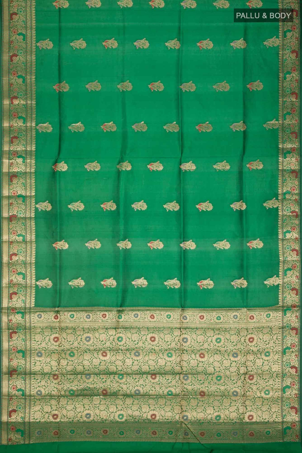Green Banarasi Raw Silk Saree