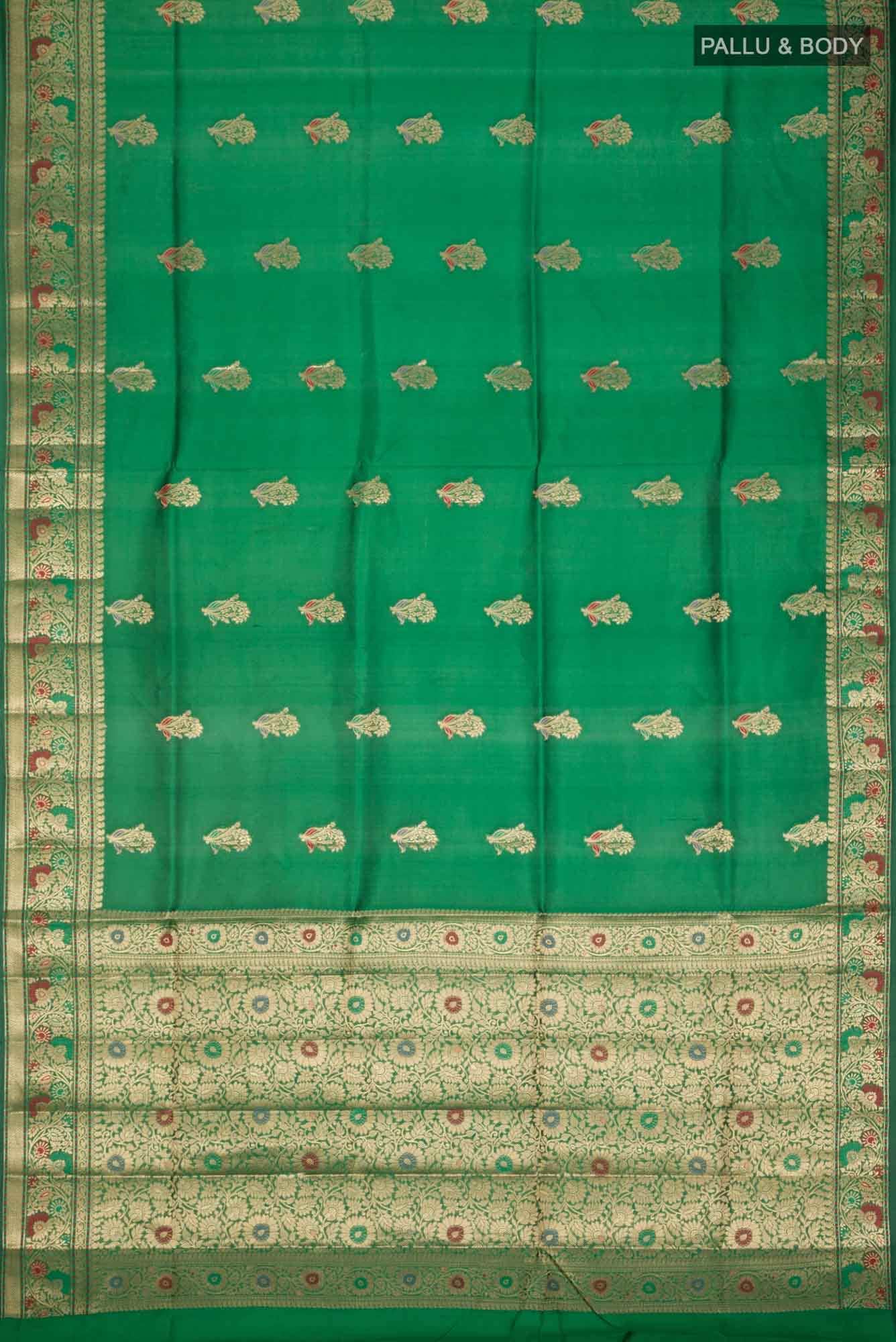 Green Banarasi Raw Silk Saree