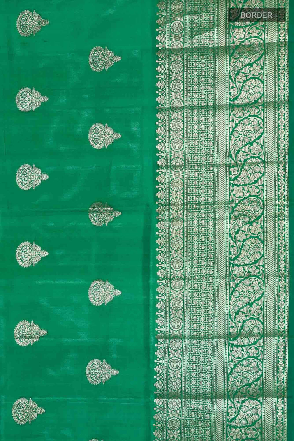 Green Banarasi Raw Silk Saree