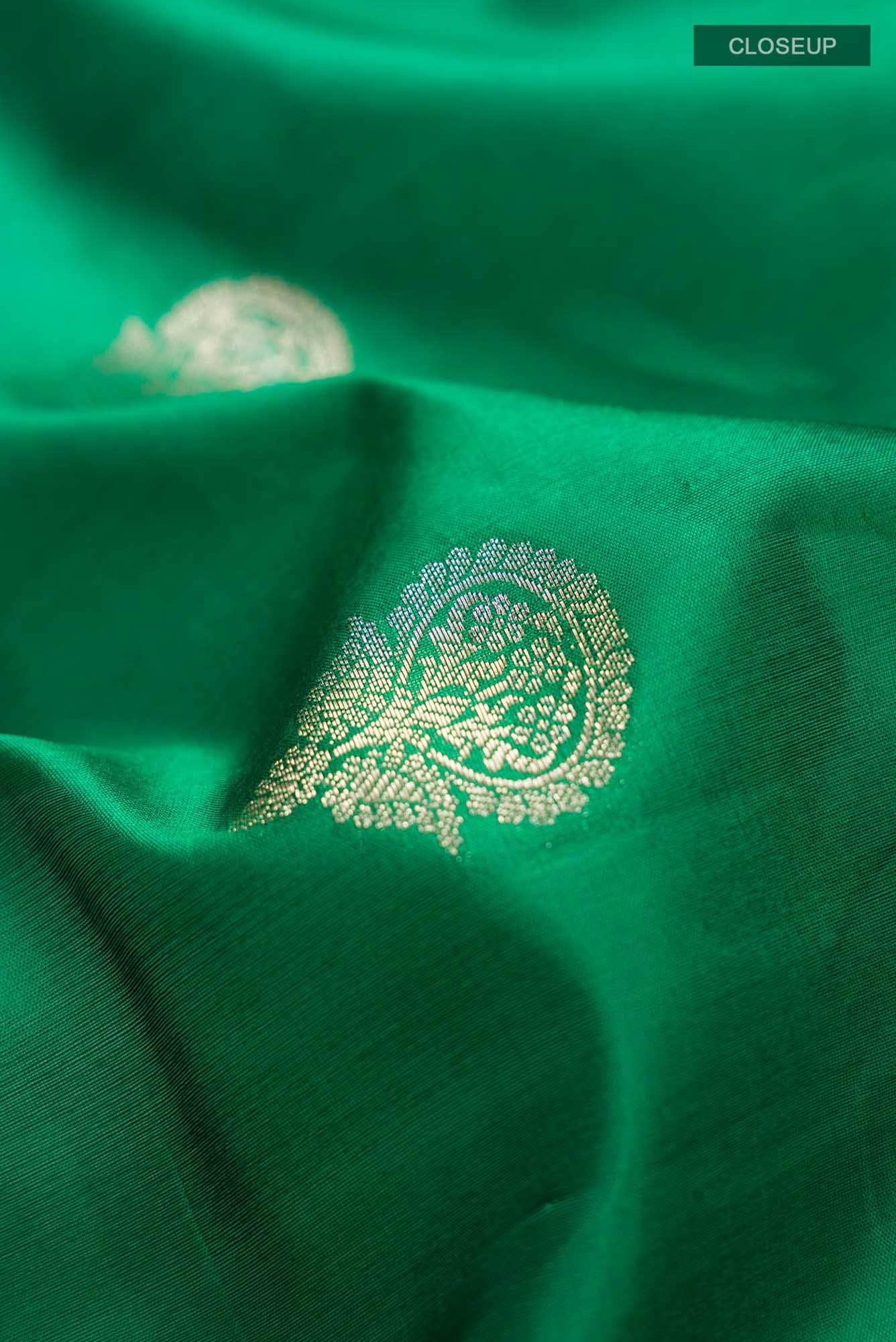 Green Banarasi Raw Silk Saree