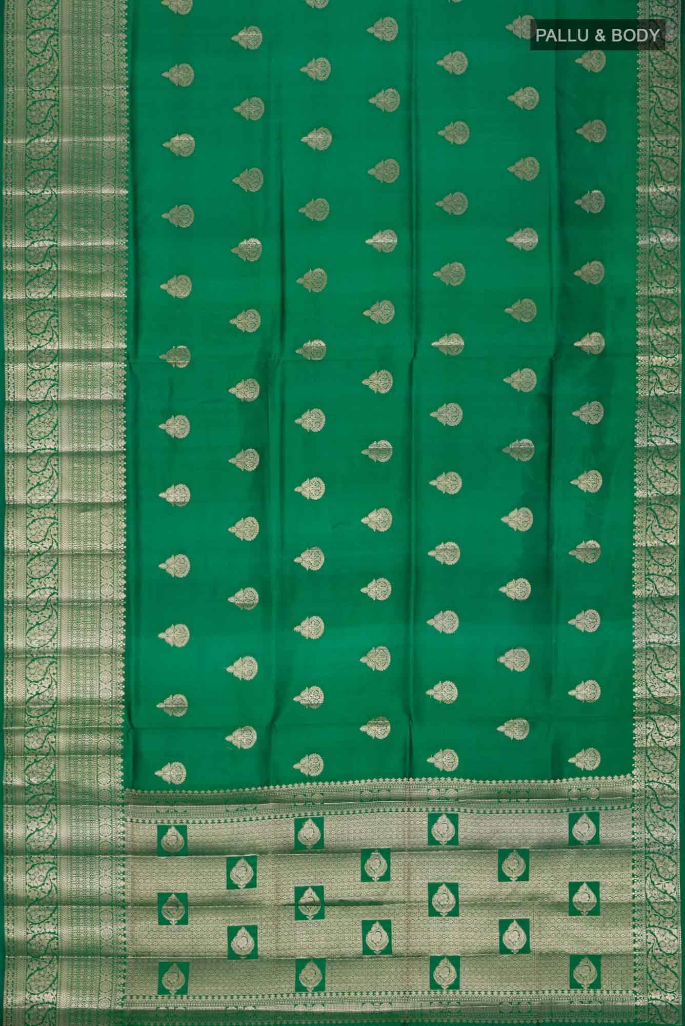 Green Banarasi Raw Silk Saree