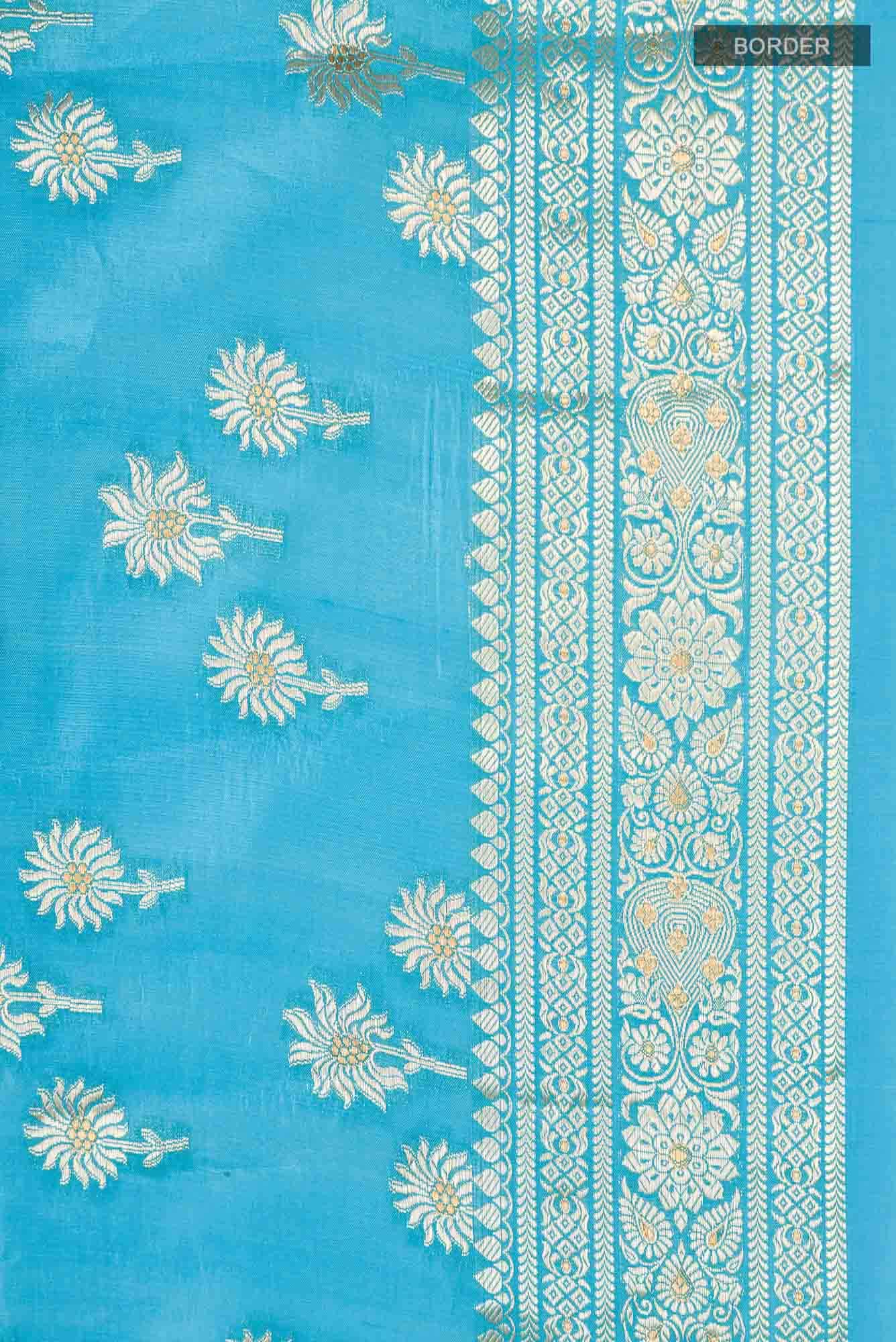 Blue Banarasi Raw Silk Saree