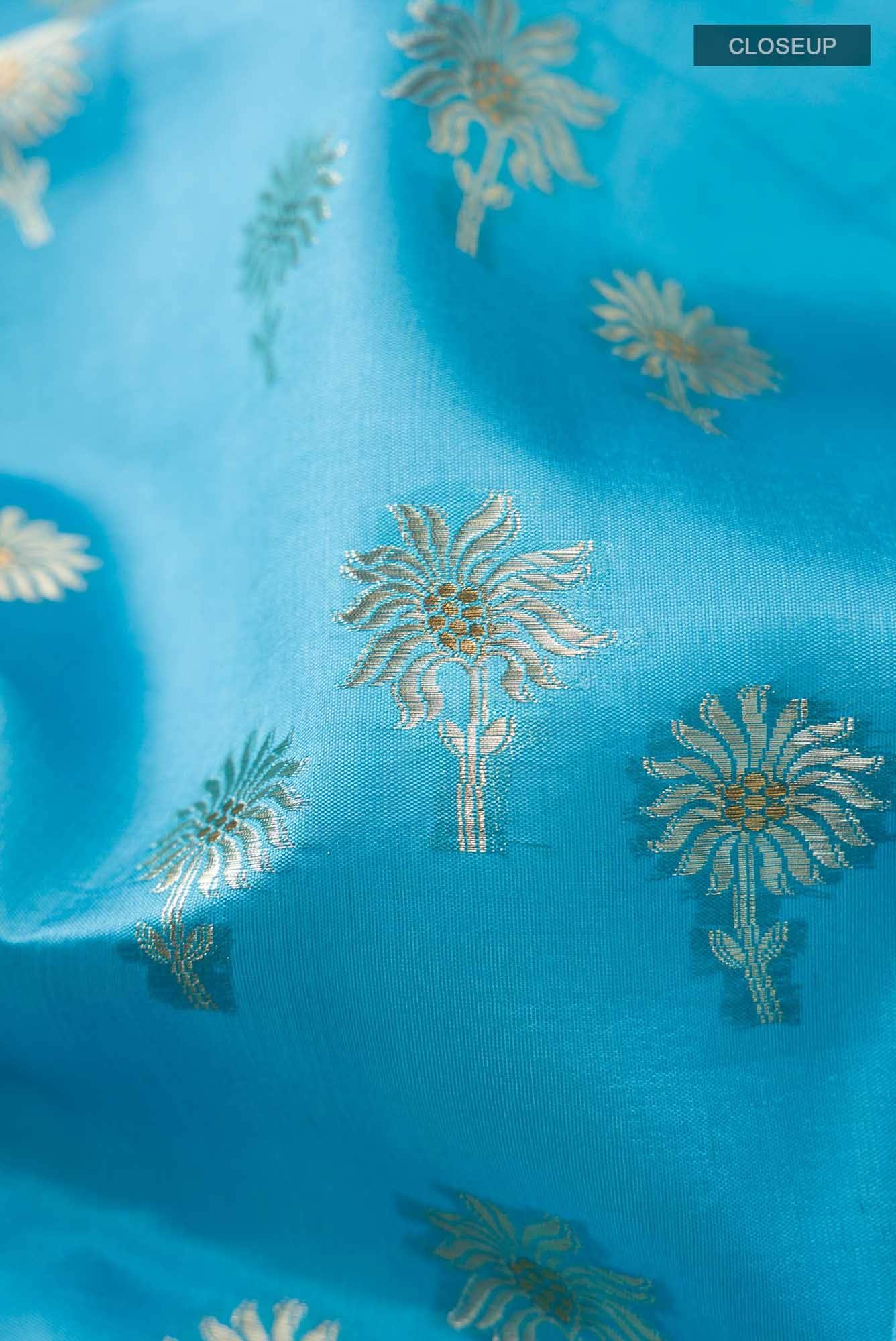Blue Banarasi Raw Silk Saree