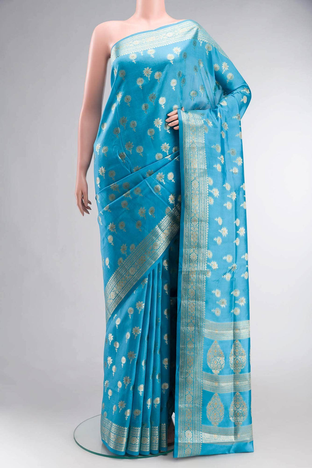 Blue Banarasi Raw Silk Saree