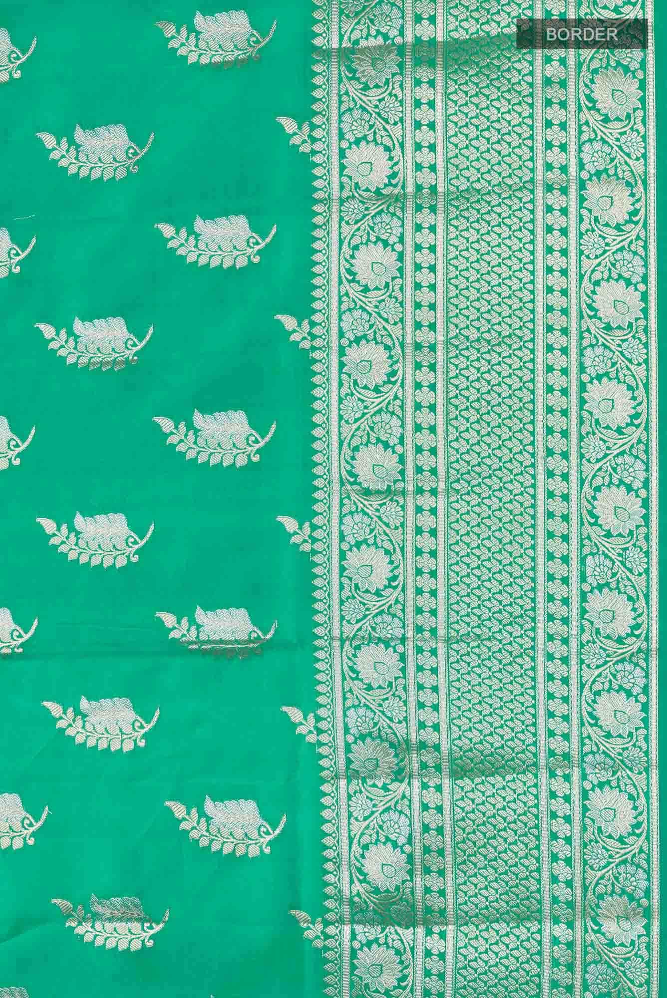 Green Banarasi Raw Silk Saree