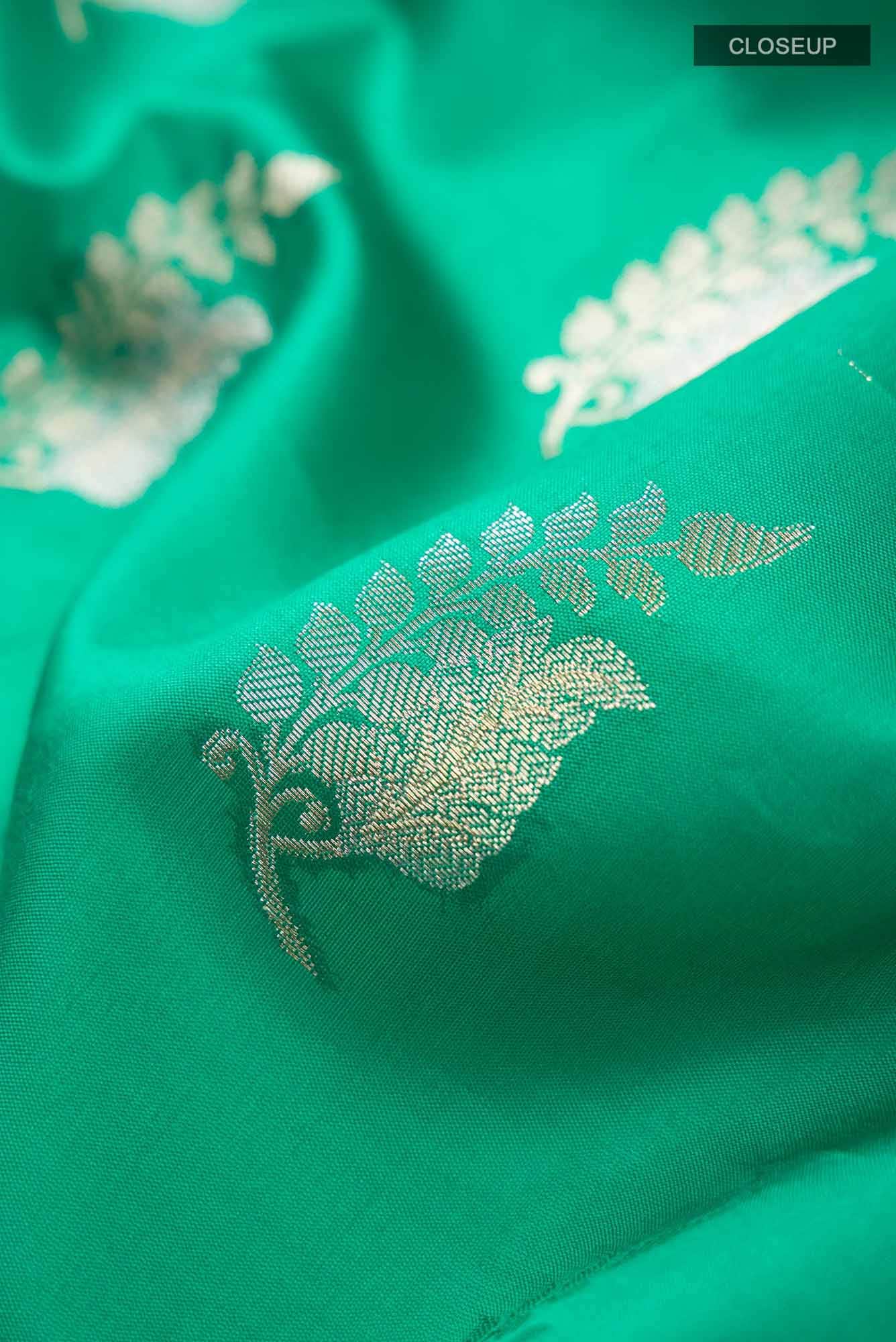 Green Banarasi Raw Silk Saree
