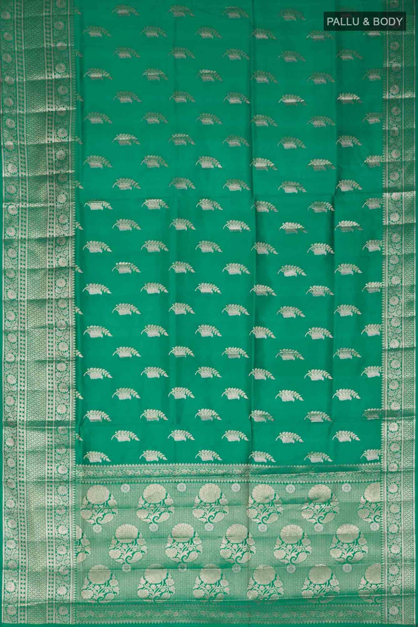 Green Banarasi Raw Silk Saree