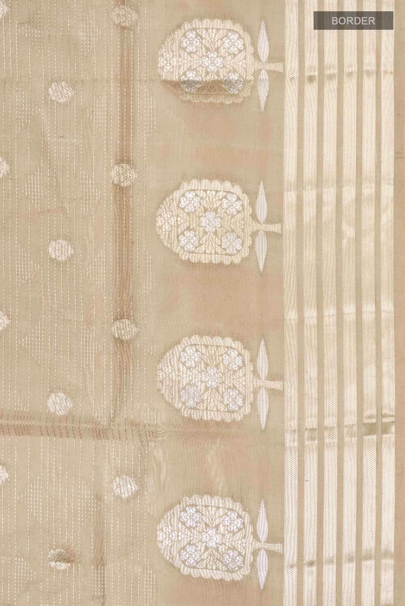 Beige Banarasi Raw Silk Saree