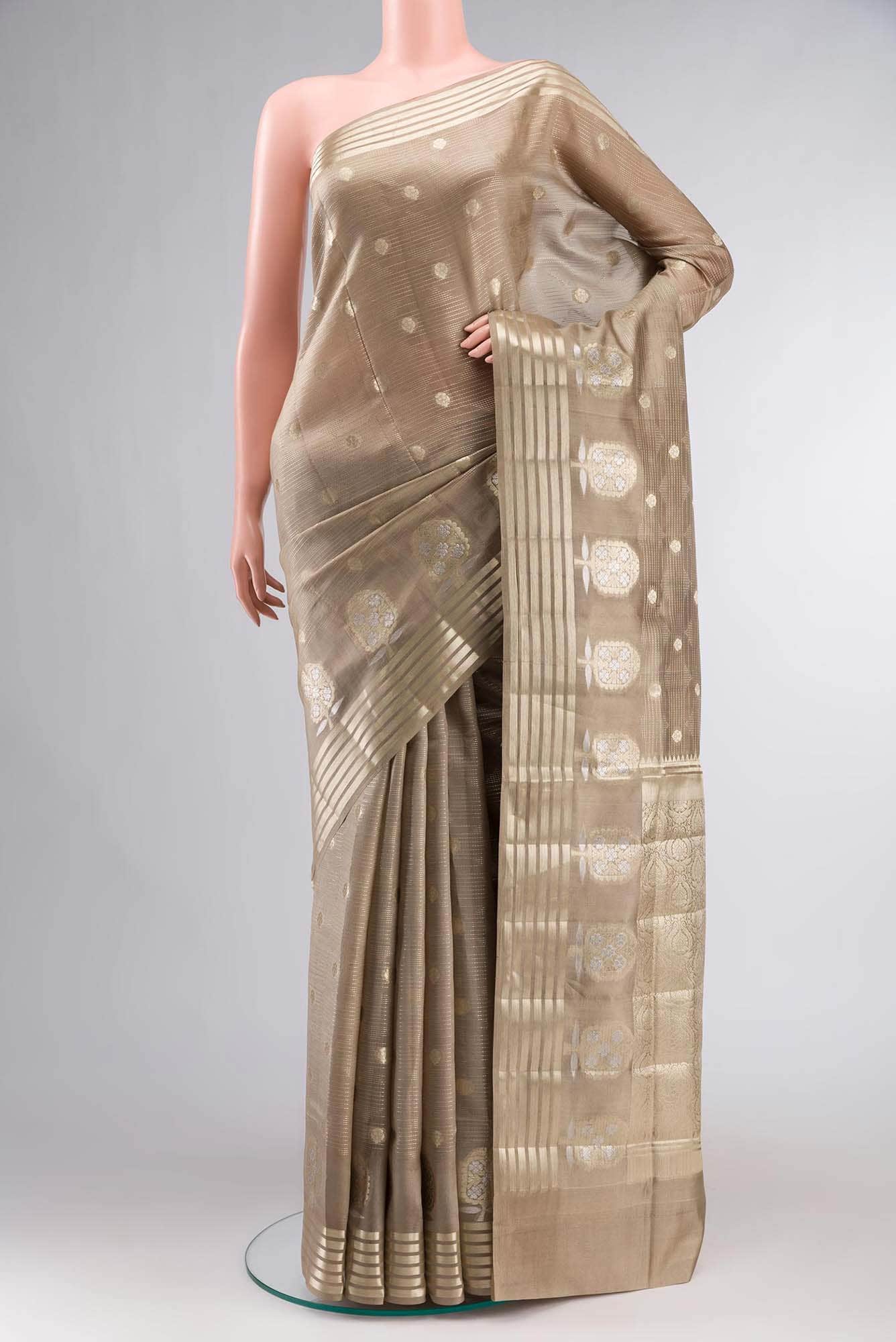 Beige Banarasi Raw Silk Saree