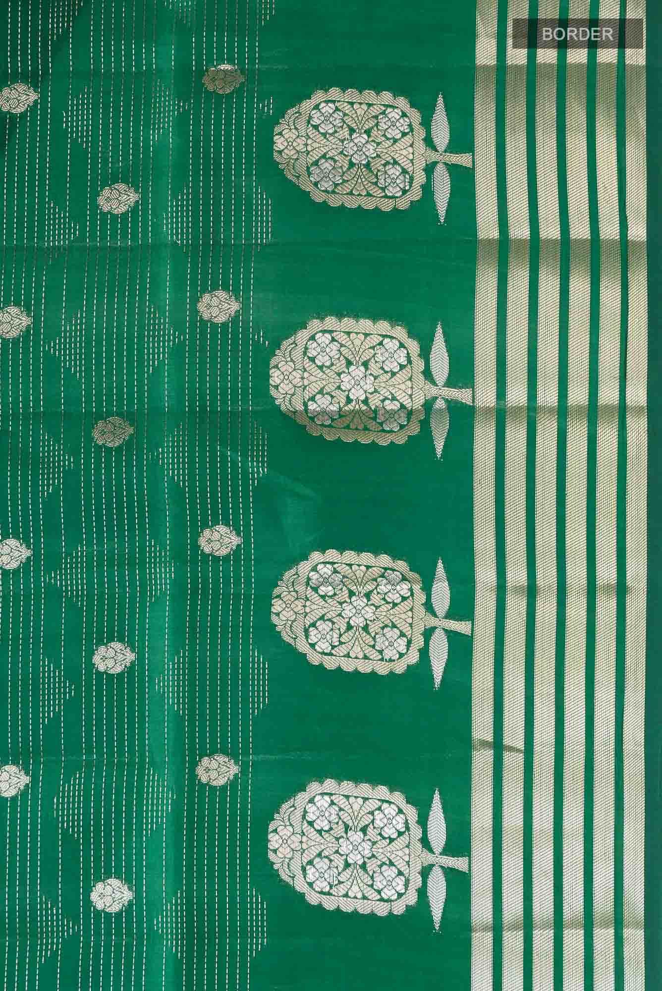 Green Banarasi Raw Silk Saree