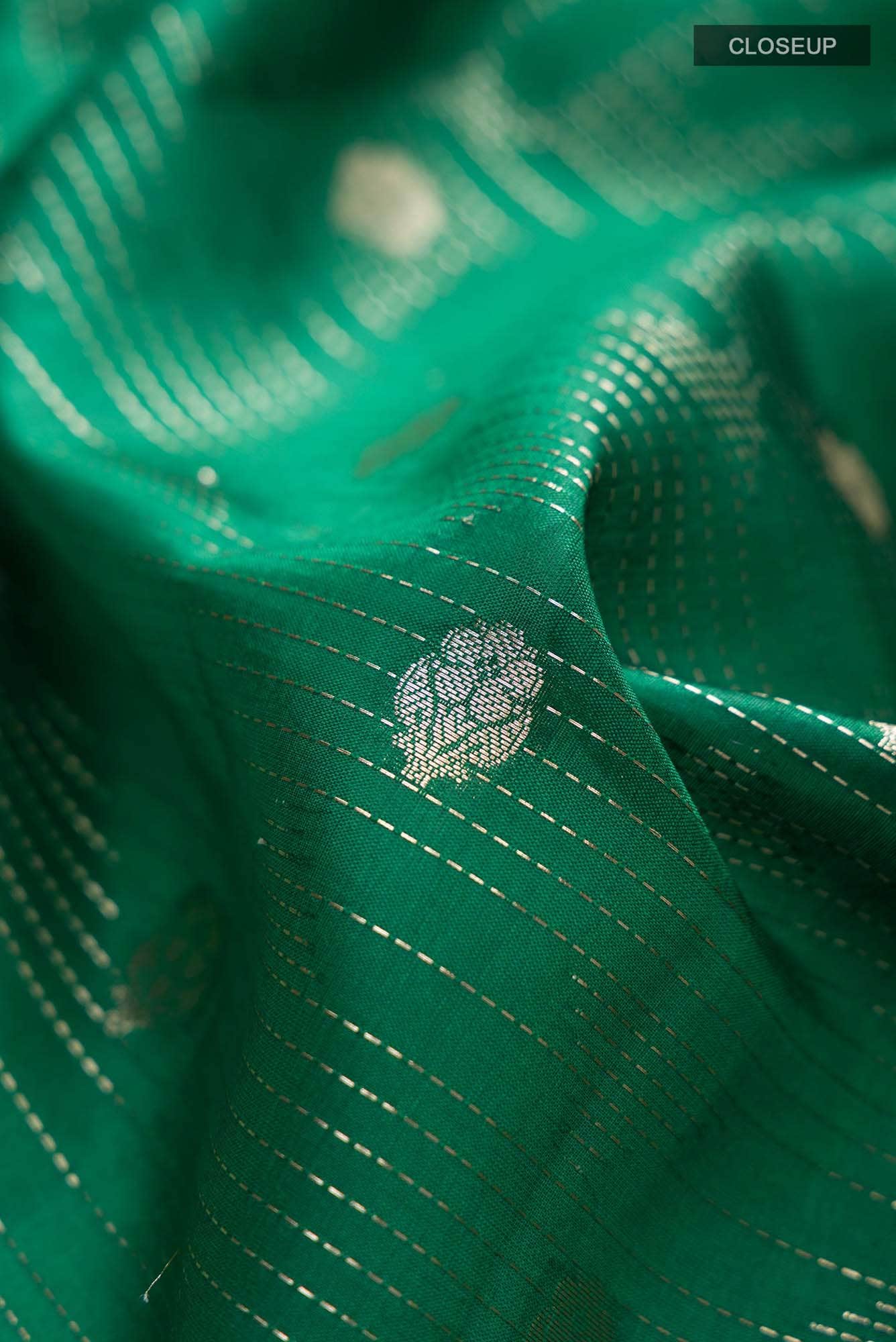Green Banarasi Raw Silk Saree