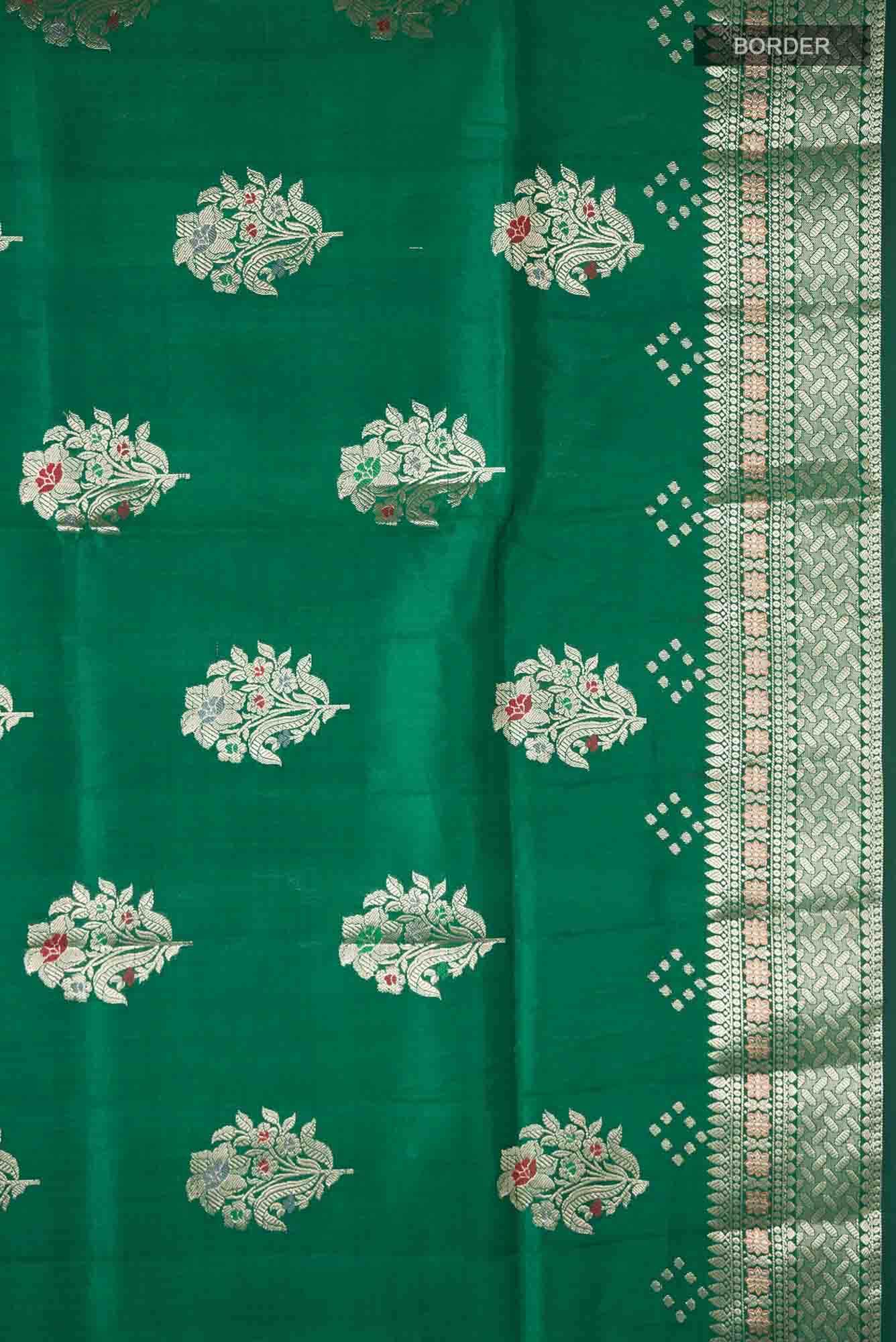 Green Banarasi Raw Silk Saree