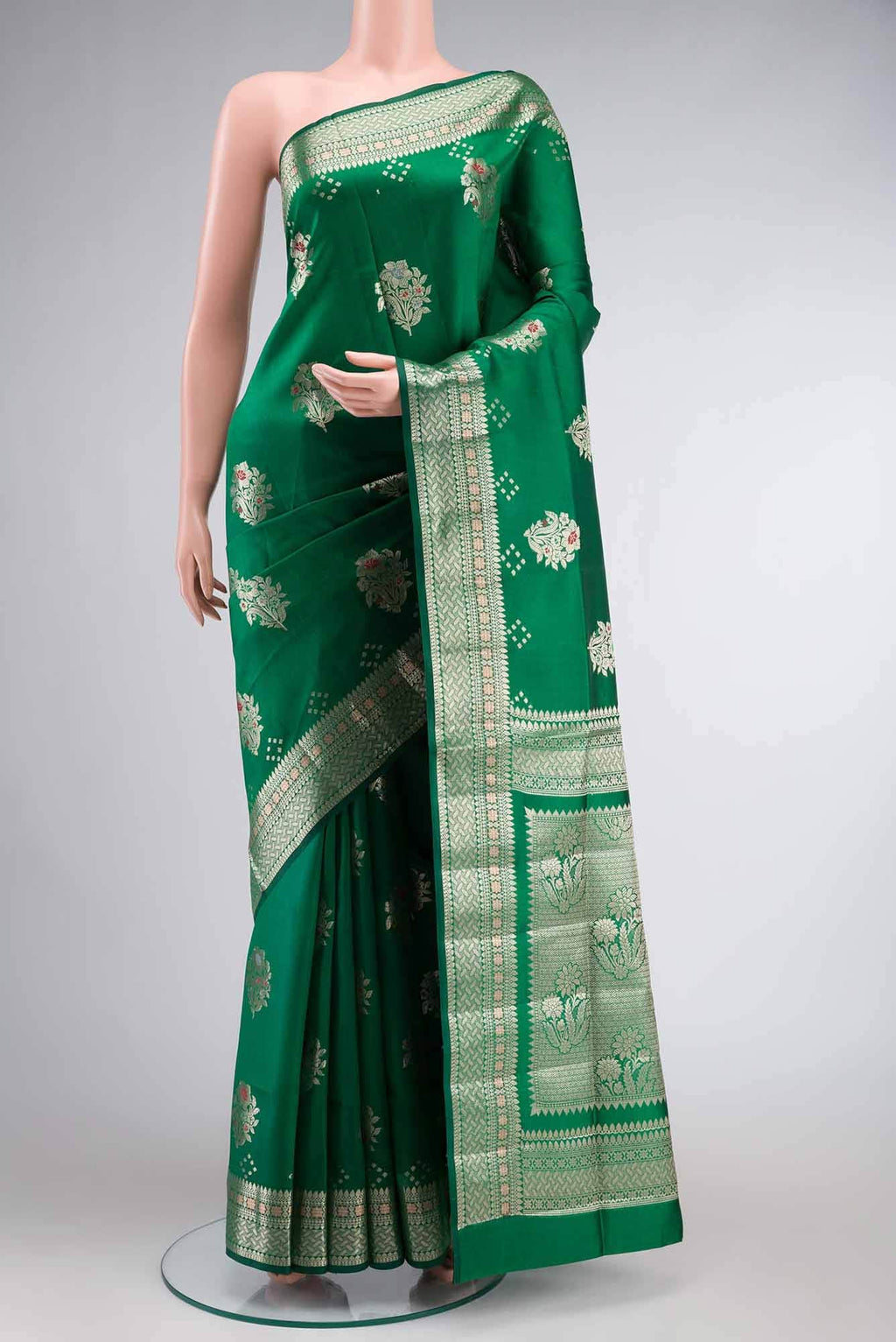 Green Banarasi Raw Silk Saree