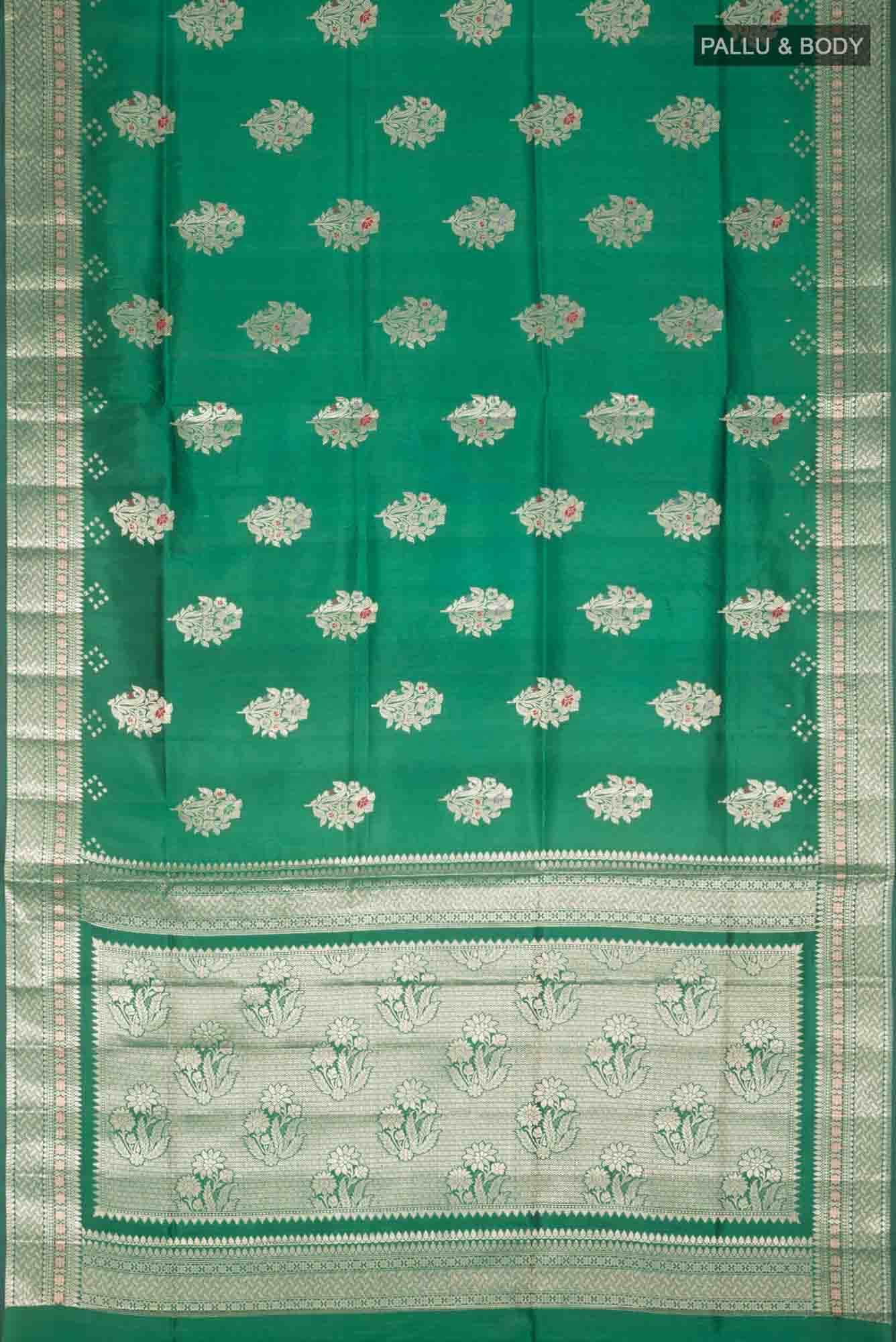 Green Banarasi Raw Silk Saree
