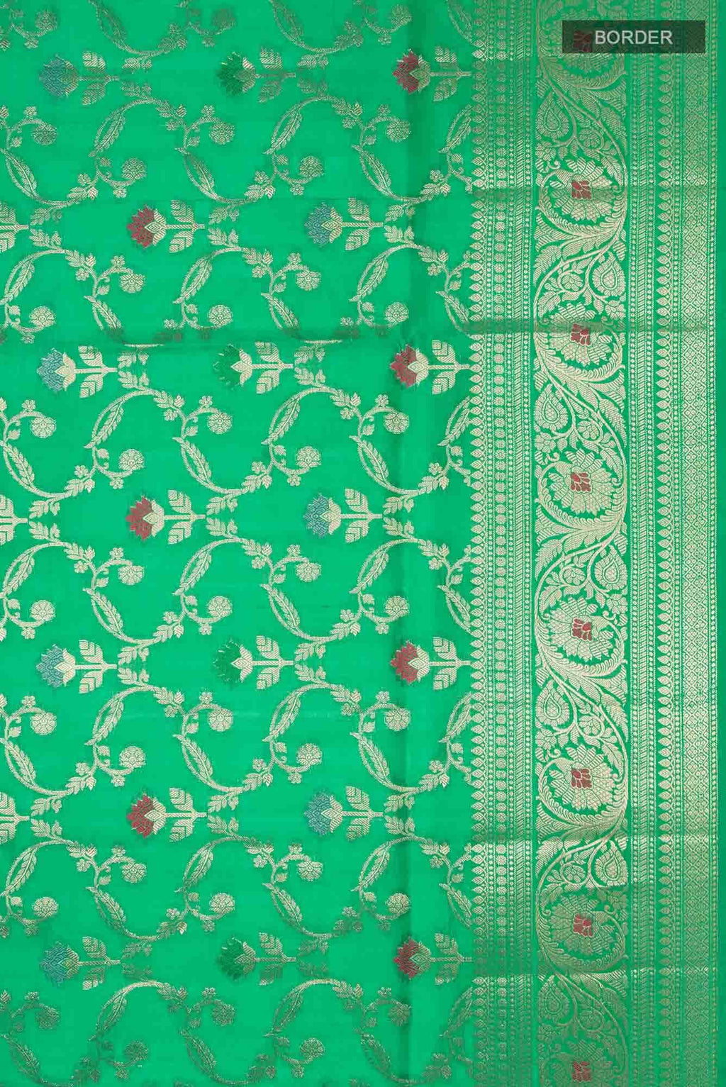 Green Banarasi Raw Silk Saree